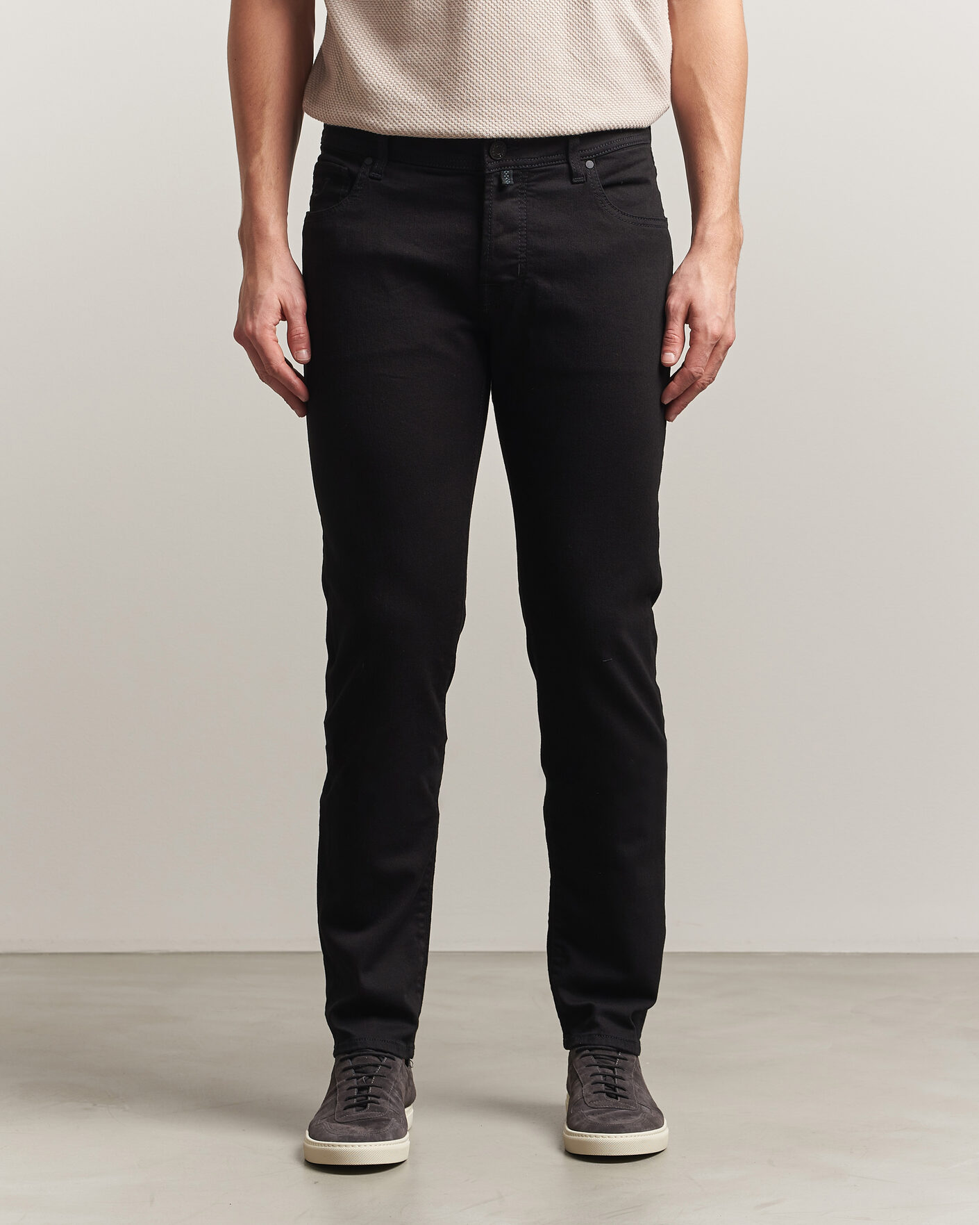 Men | Trousers | Jacob Cohën | Nick Slim Fit Stretch Stay Black Jeans Rinse Wash