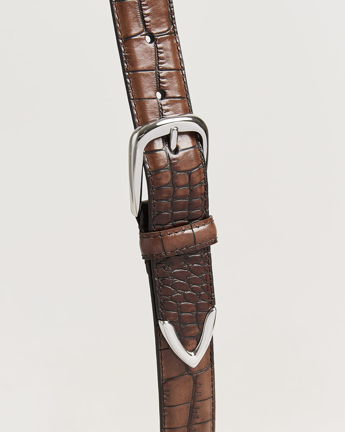 Men | Belts | Anderson's | Embossed Western Leather Belt Tan