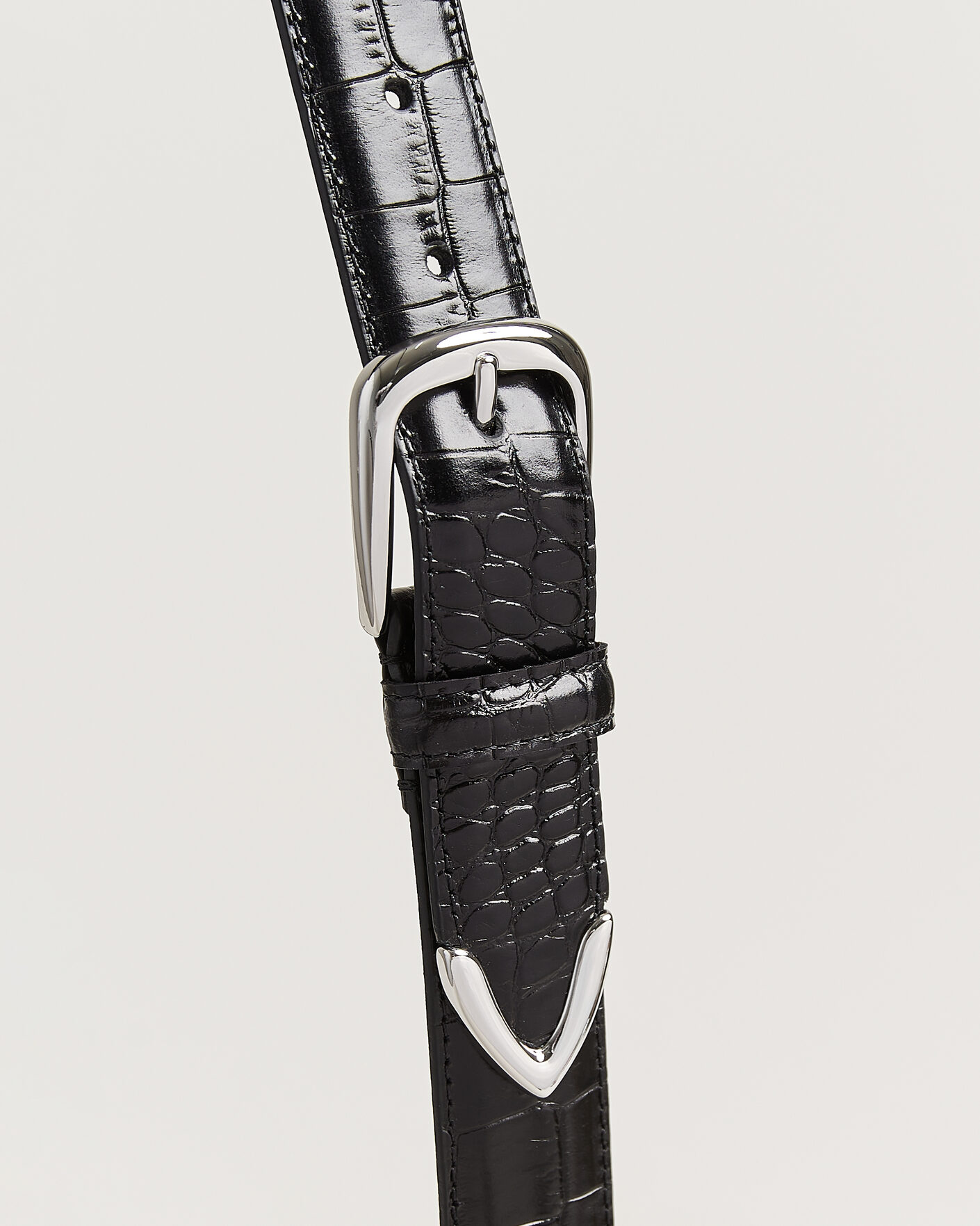 Men | Belts | Anderson's | Embossed Western Leather Belt Black