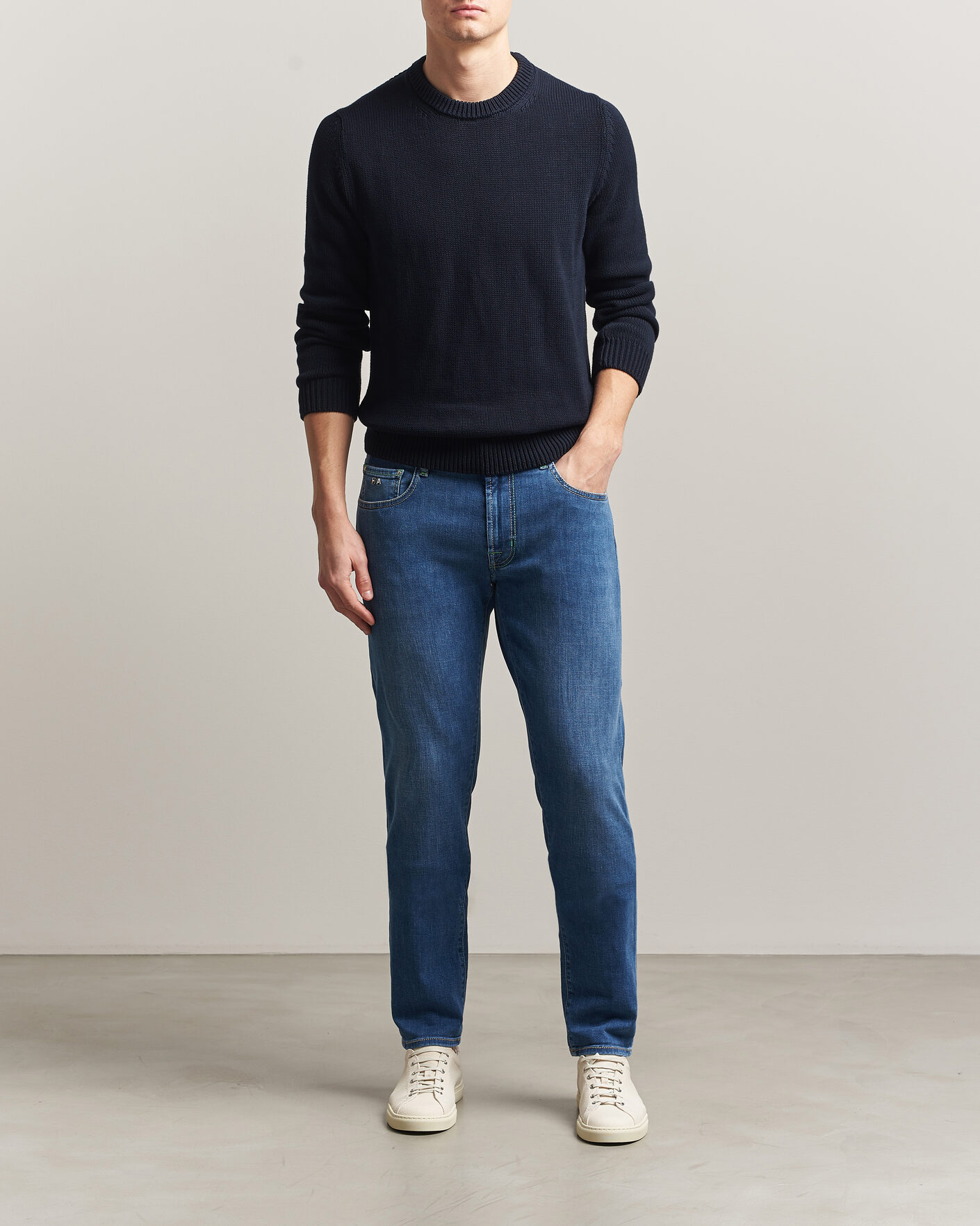 Men | Jeans | Tramarossa | Michelangelo Contrast Seam Stretch Jeans Mid Blue