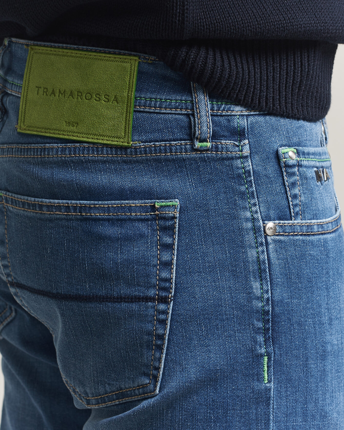 Men | Jeans | Tramarossa | Michelangelo Contrast Seam Stretch Jeans Mid Blue