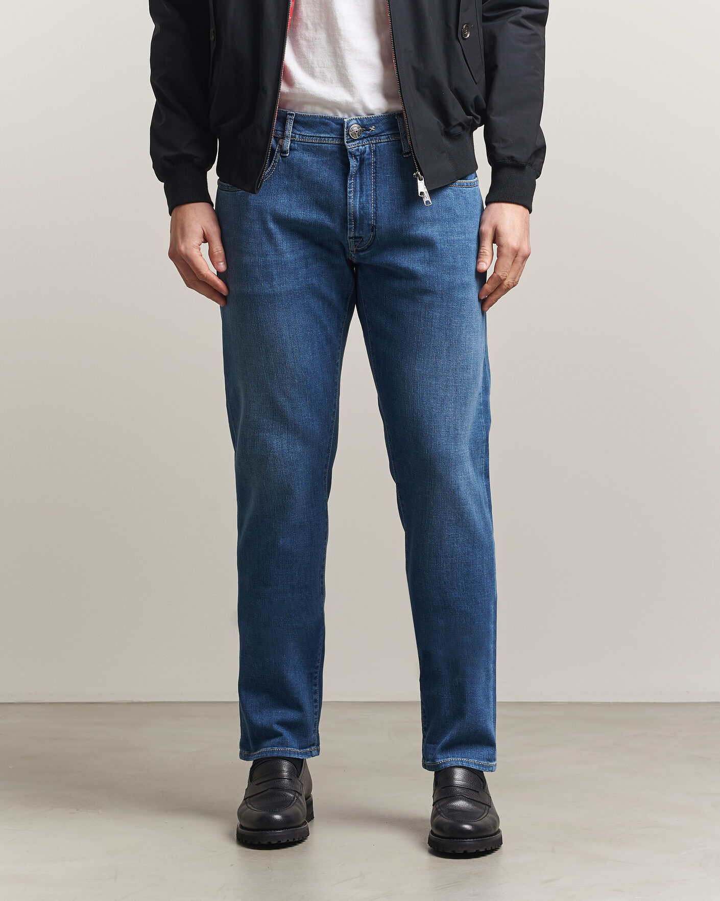 Men | Jeans | Tramarossa | Michelangelo Contrast Seam Stretch Jeans Mid Blue