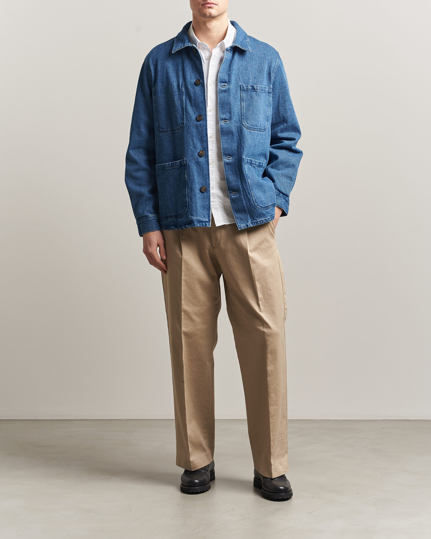 Men | Shirts | A Day's March | Algot Denim Overshirt Washed Blue