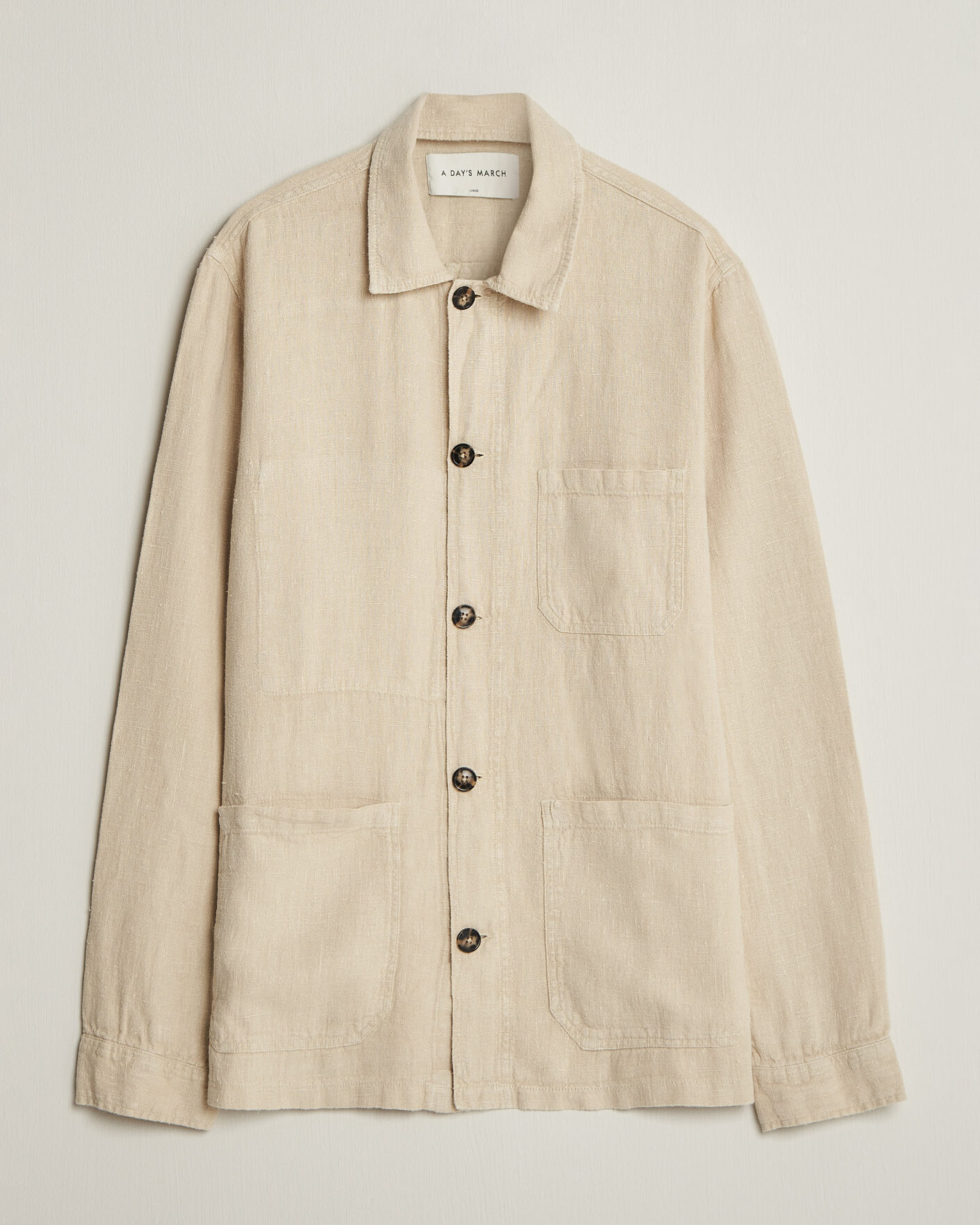 Men | Shirts | A Day's March | Original Linen Overshirt Oyster