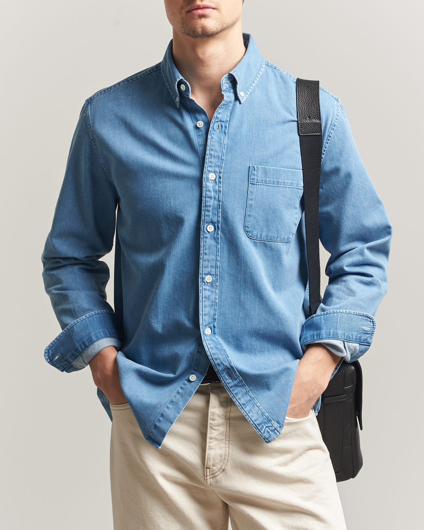 Men | Shirts | A Day's March | Original Denim Shirt Light Blue