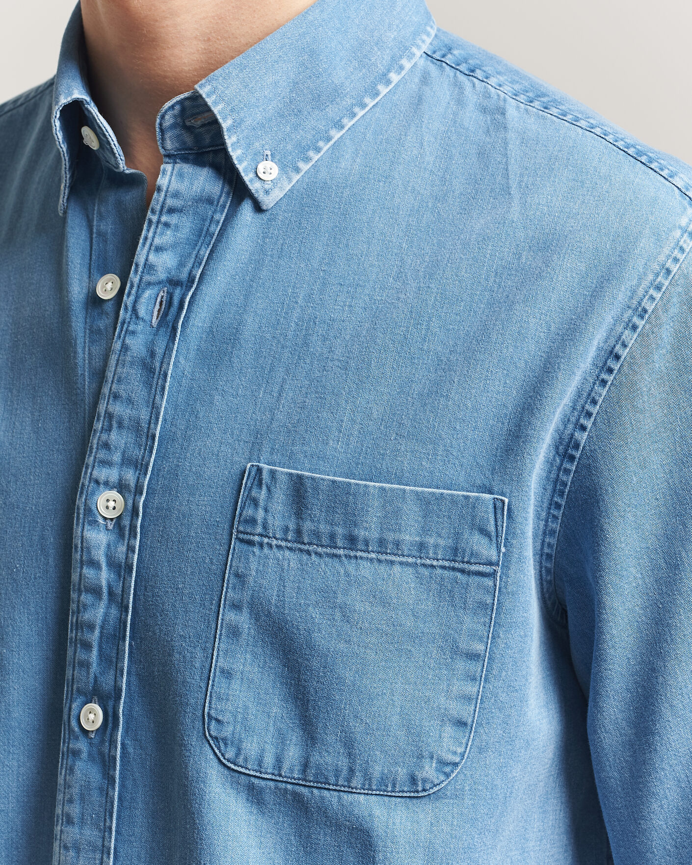 Men | Shirts | A Day's March | Original Denim Shirt Light Blue