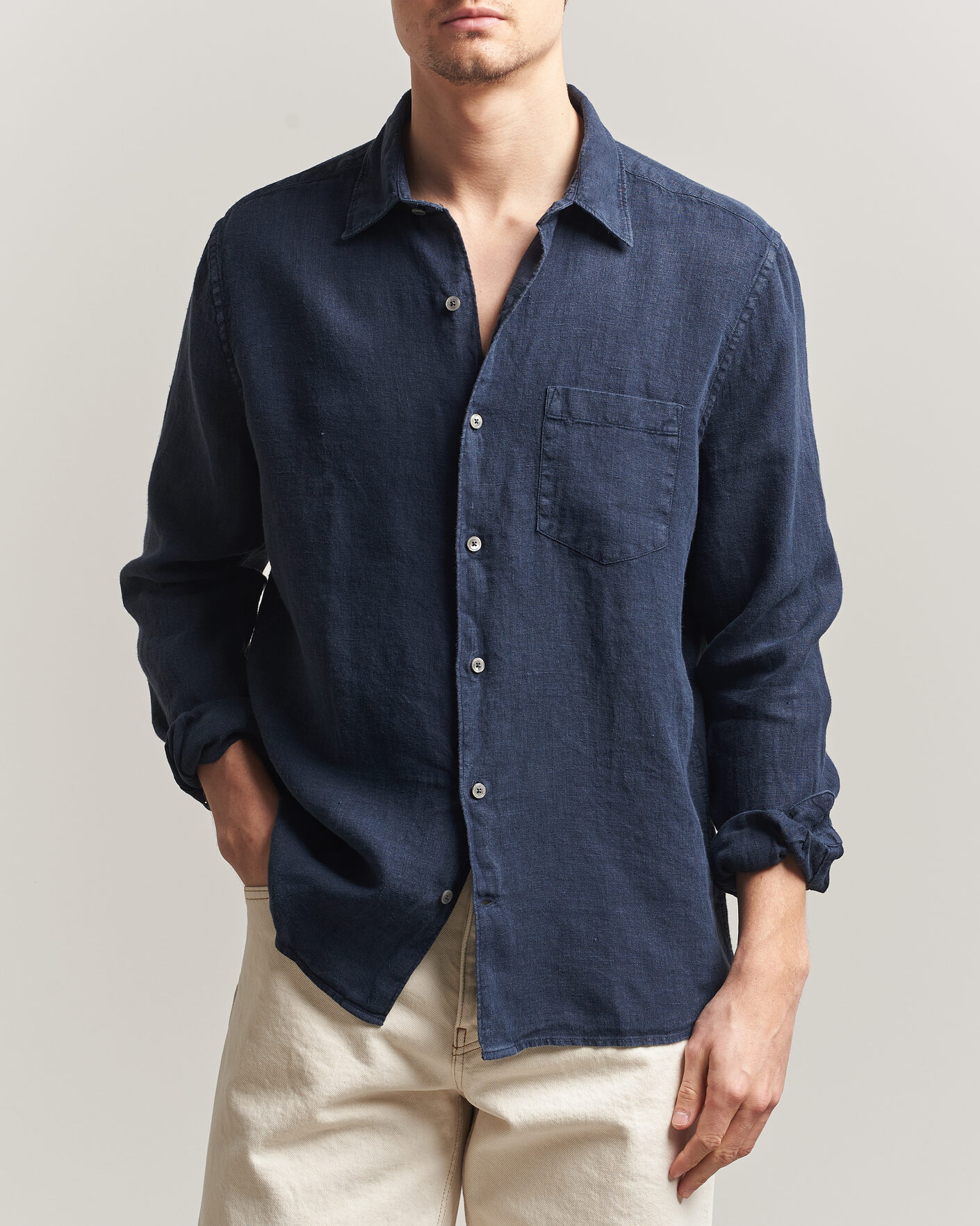 Men | Shirts | A Day's March | Daintree Linen Shirt Navy