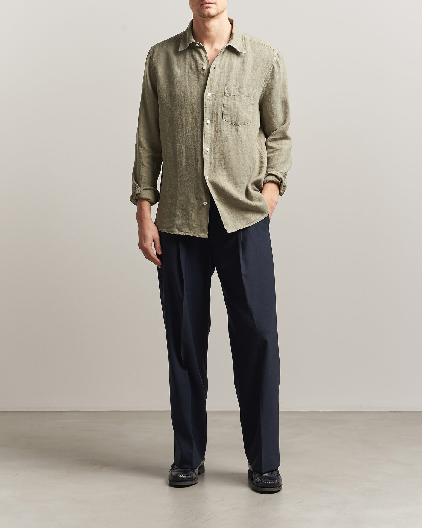 Men | Shirts | A Day's March | Daintree Linen Shirt Misty Green