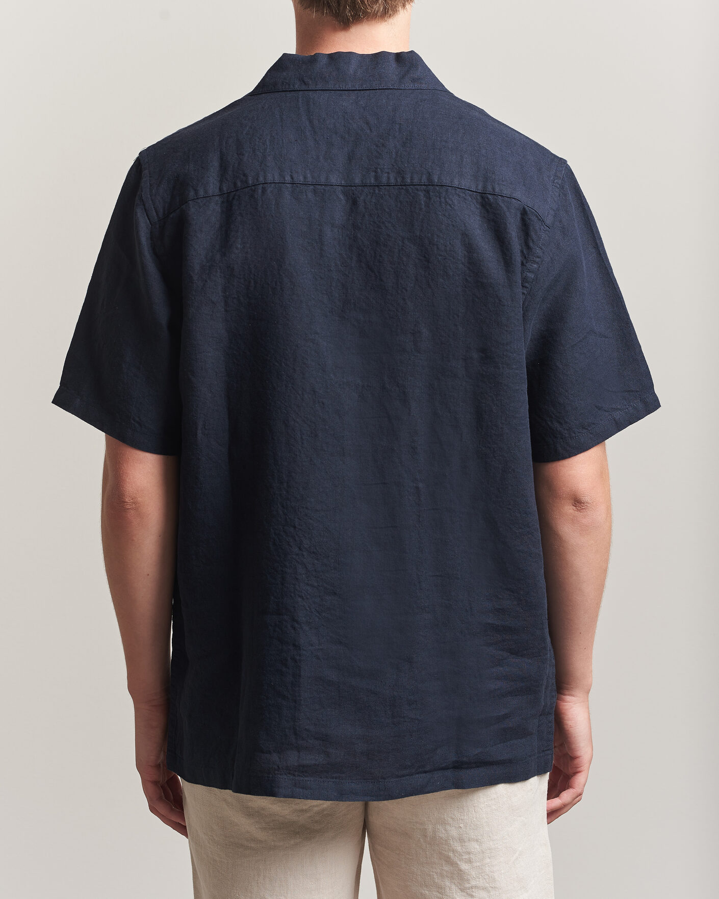 Men | Shirts | A Day's March | Yamu Linen Short Sleeve Shirt Navy