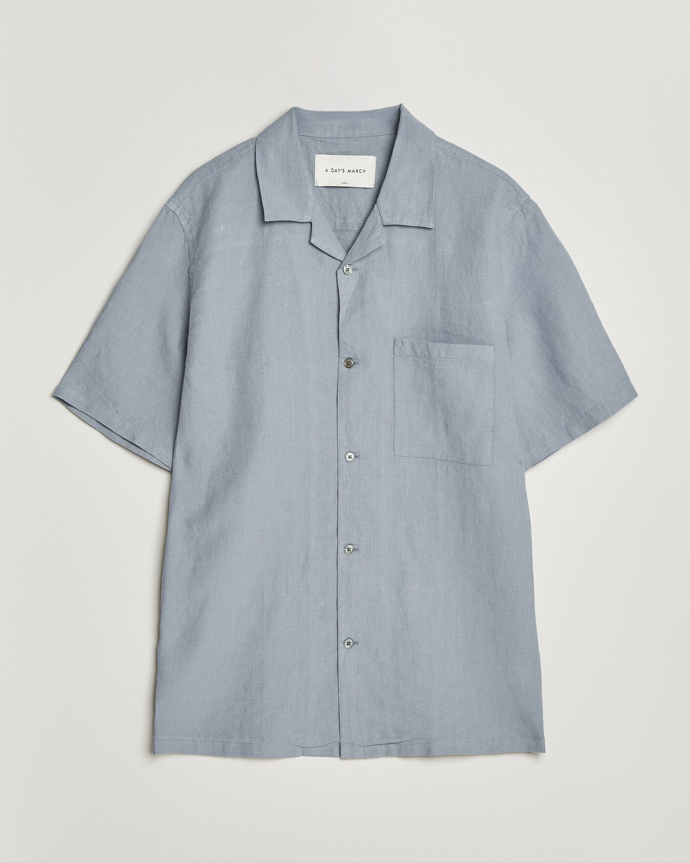 Men | Webshop news | A Day's March | Yamu Linen Short Sleeve Shirt Rock Blue