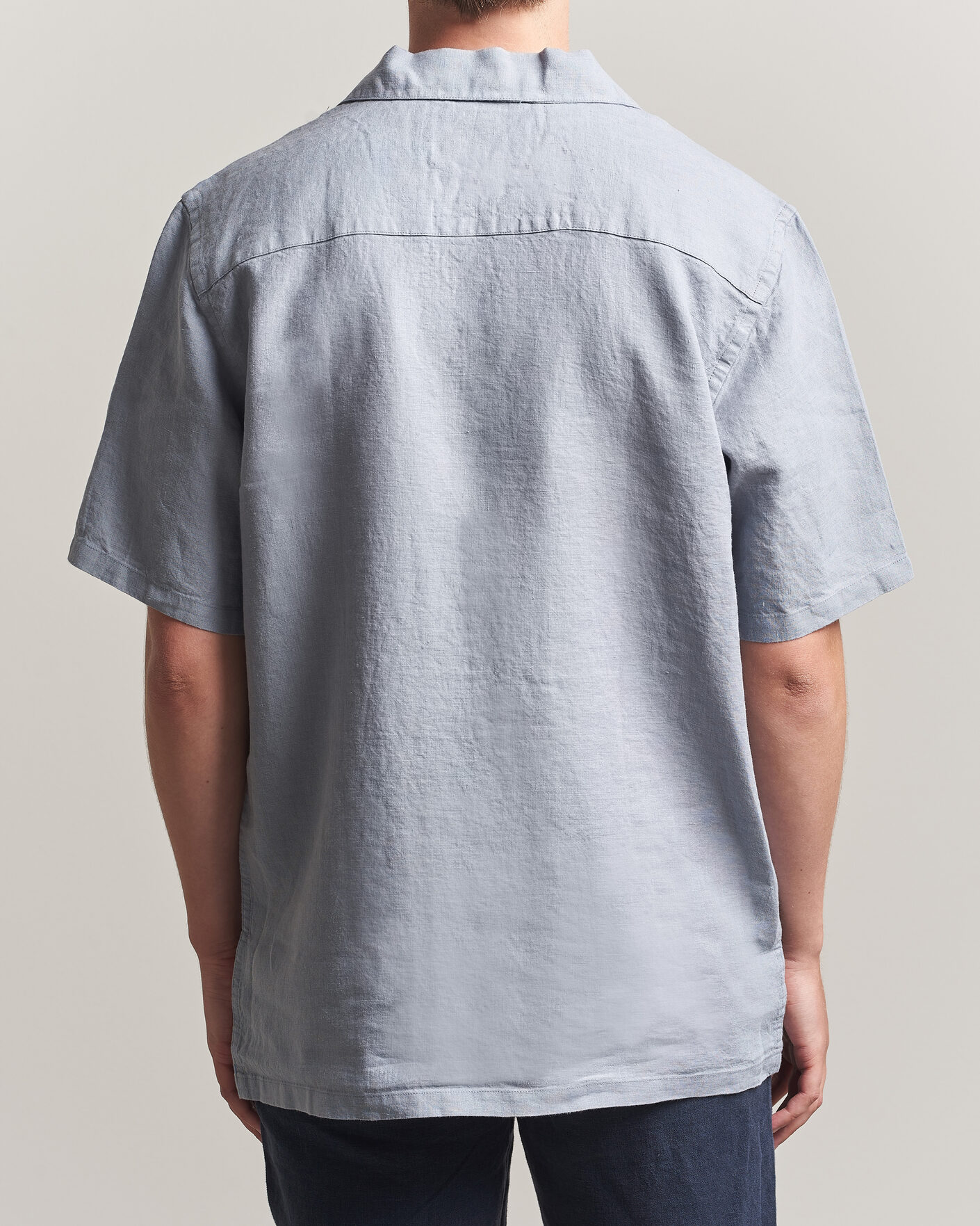 Men | Shirts | A Day's March | Yamu Linen Short Sleeve Shirt Rock Blue