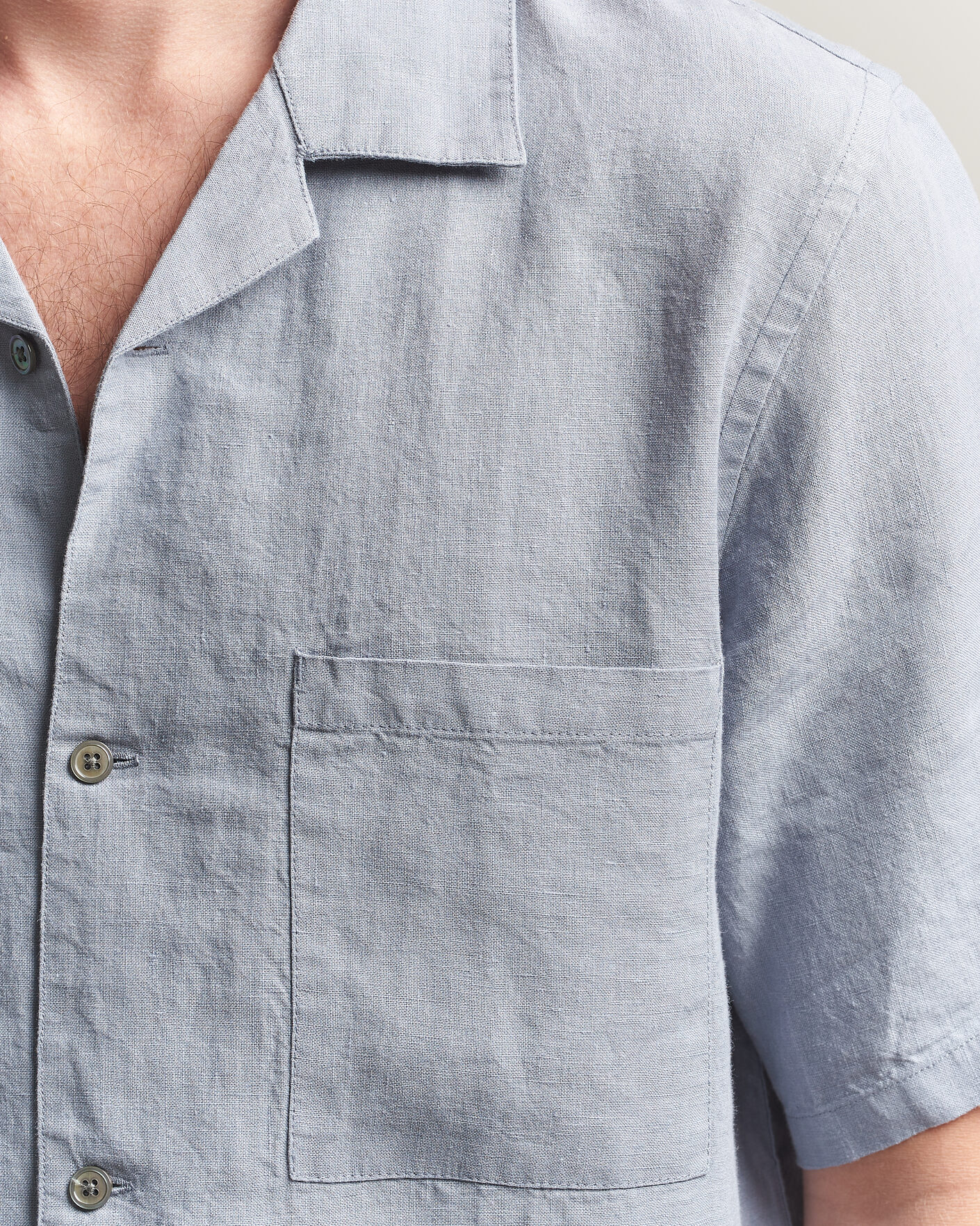 Men | Shirts | A Day's March | Yamu Linen Short Sleeve Shirt Rock Blue