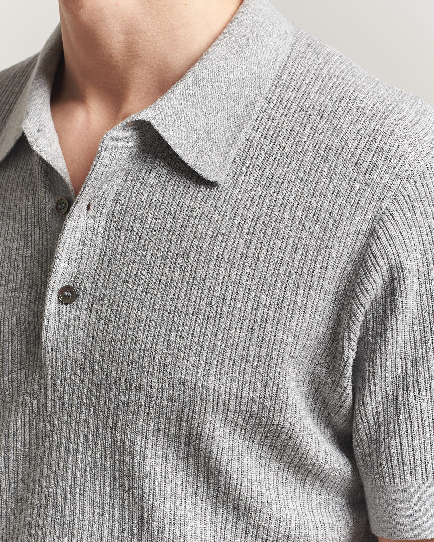 Men | Polo Shirts | A Day's March | Aspen Structured Knitted Polo Grey