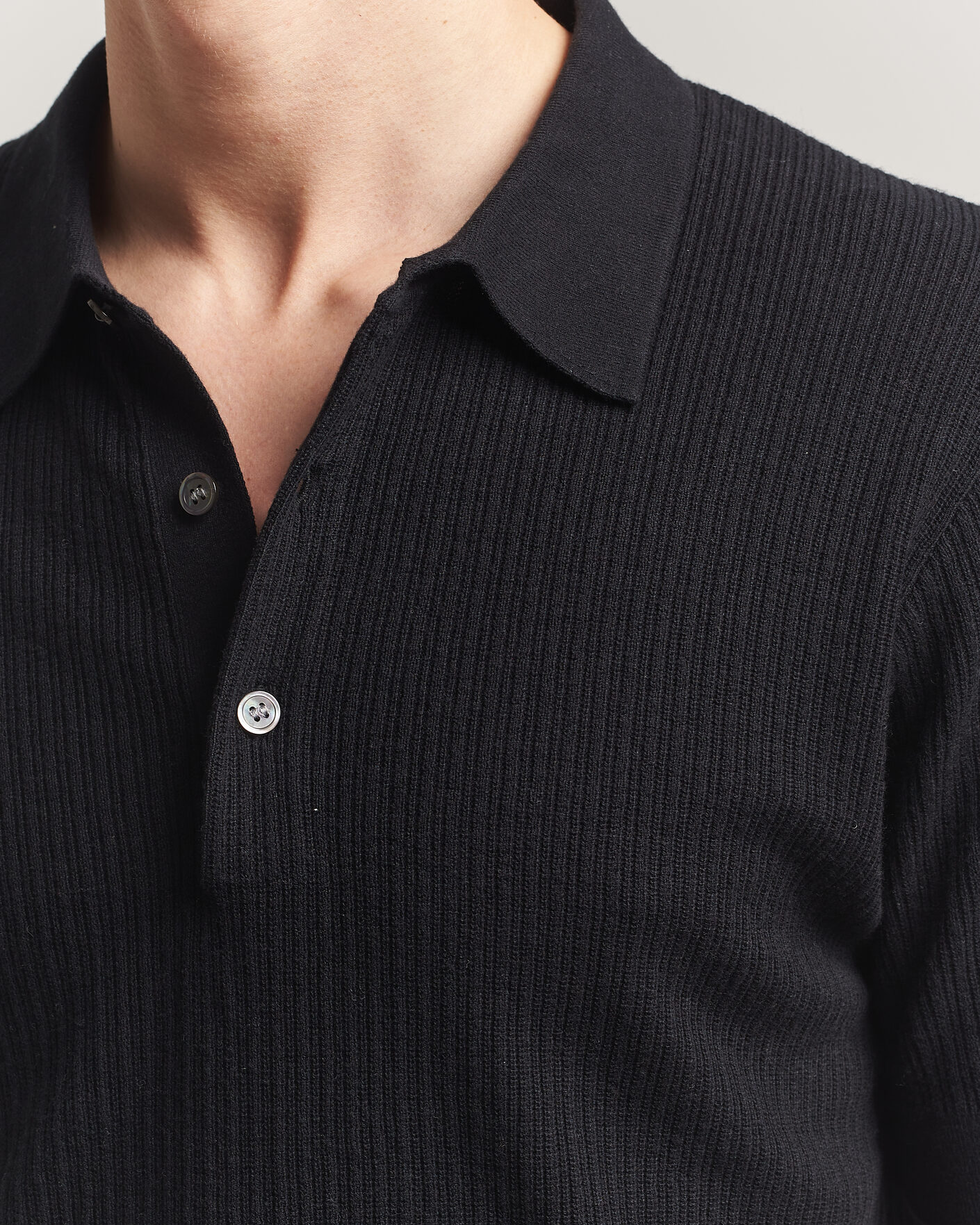 Men | Polo Shirts | A Day's March | Aspen Structured Knitted Polo Black