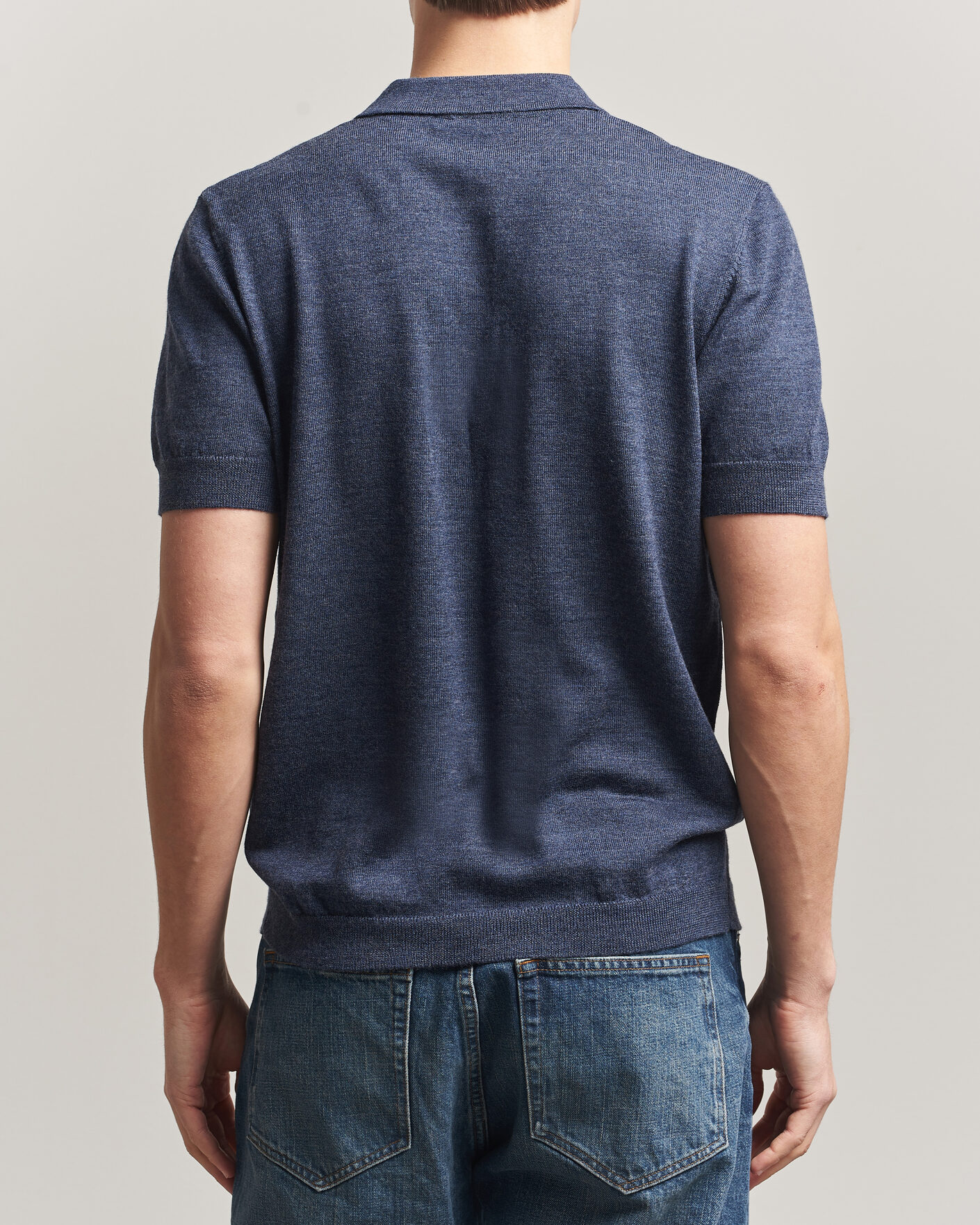 Men | Polo Shirts | A Day's March | Rosehall Knitted Polo Storm Blue