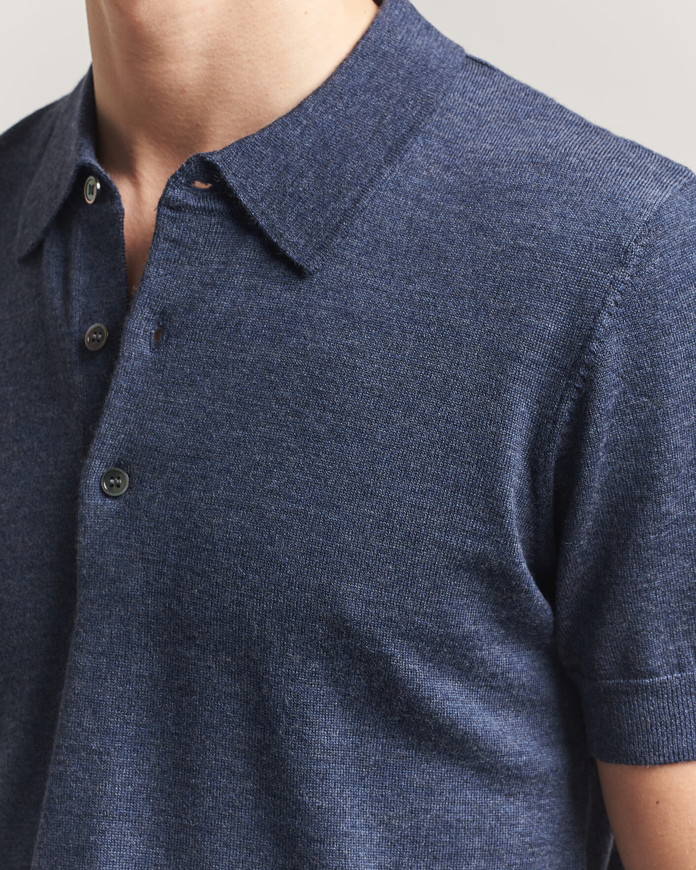 Men | Polo Shirts | A Day's March | Rosehall Knitted Polo Storm Blue