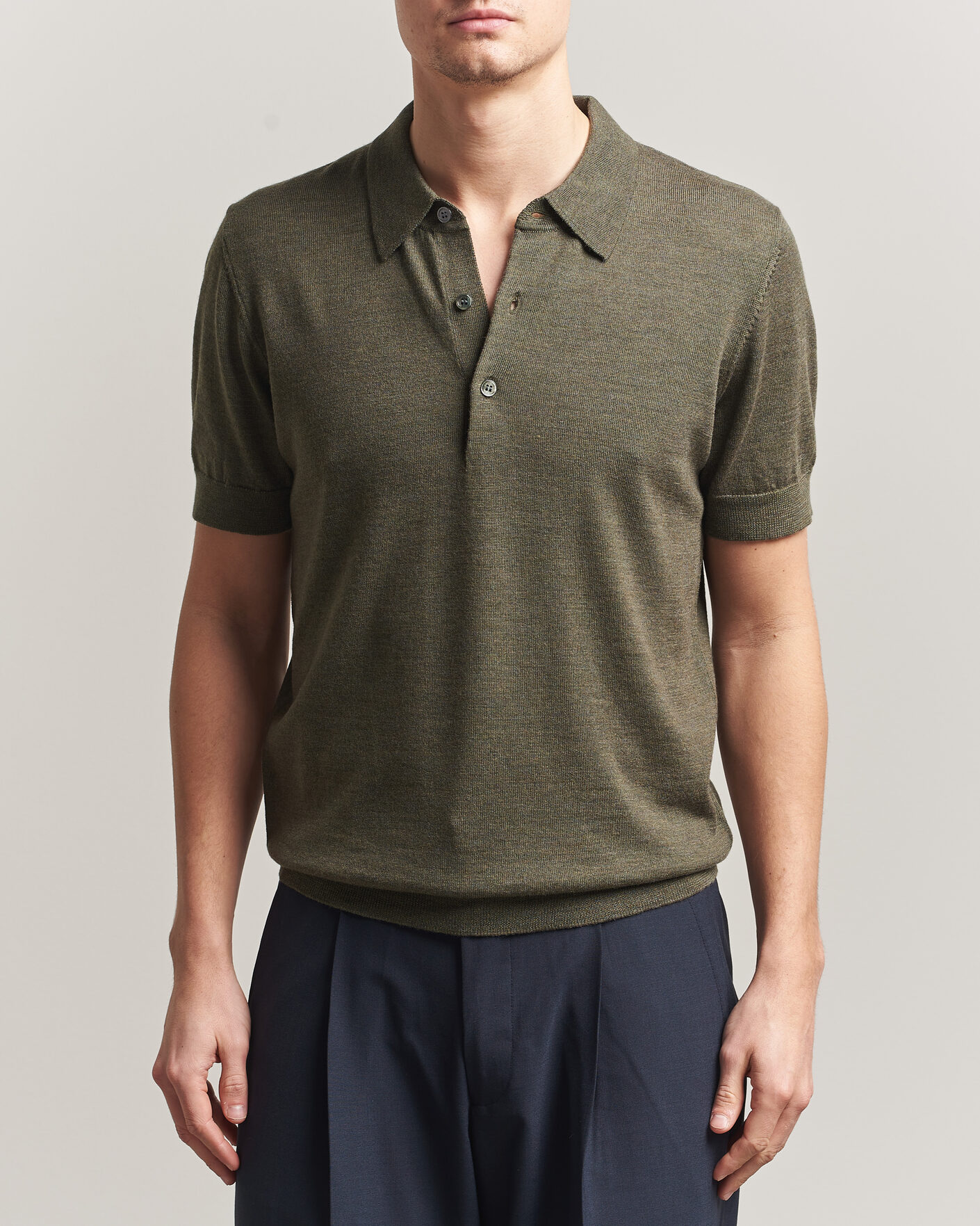 Men | Polo Shirts | A Day's March | Rosehall Knitted Polo Forrest Green