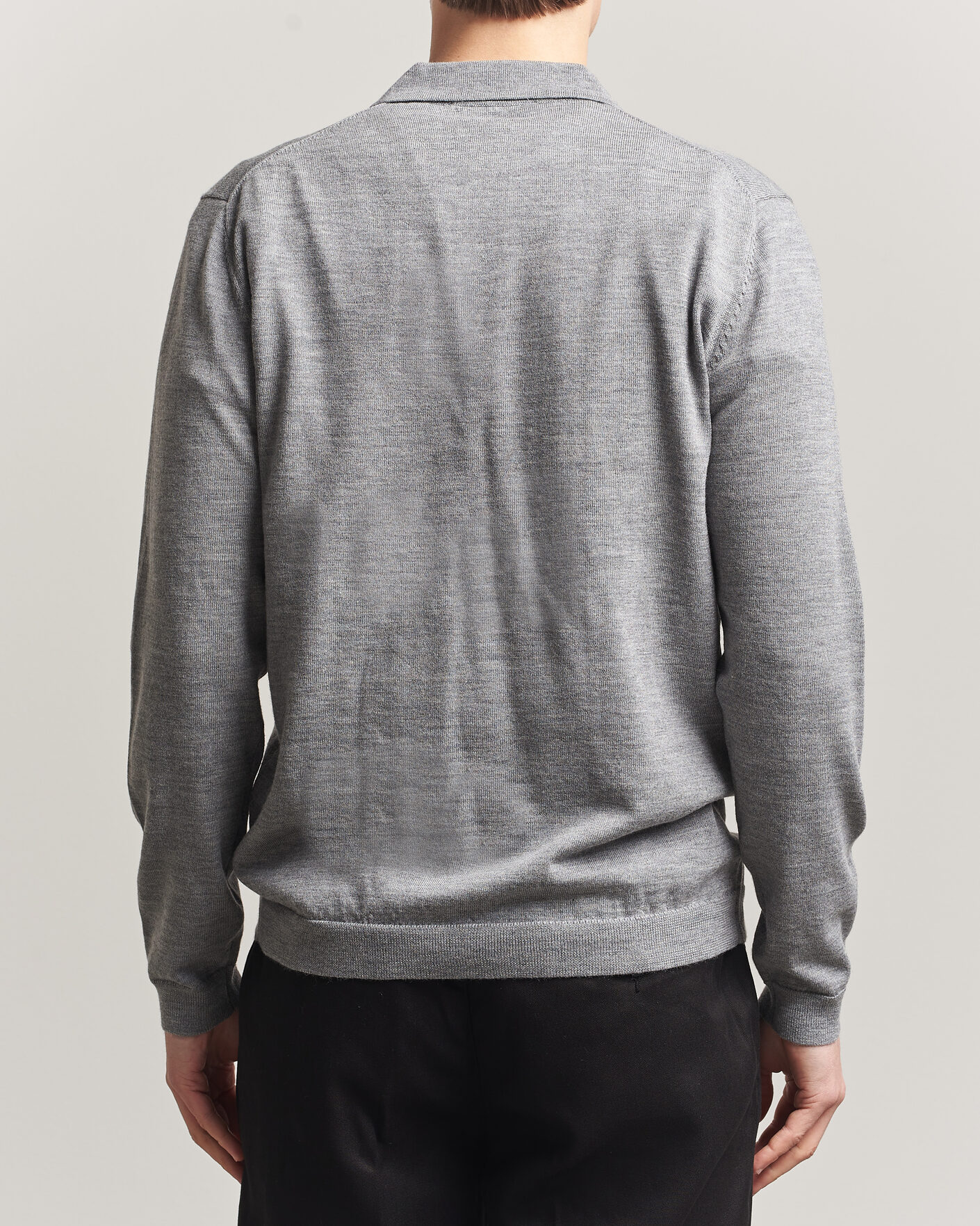 Men | Sweaters & Knitwear | A Day's March | Ambroz Merino Polo Grey Melange