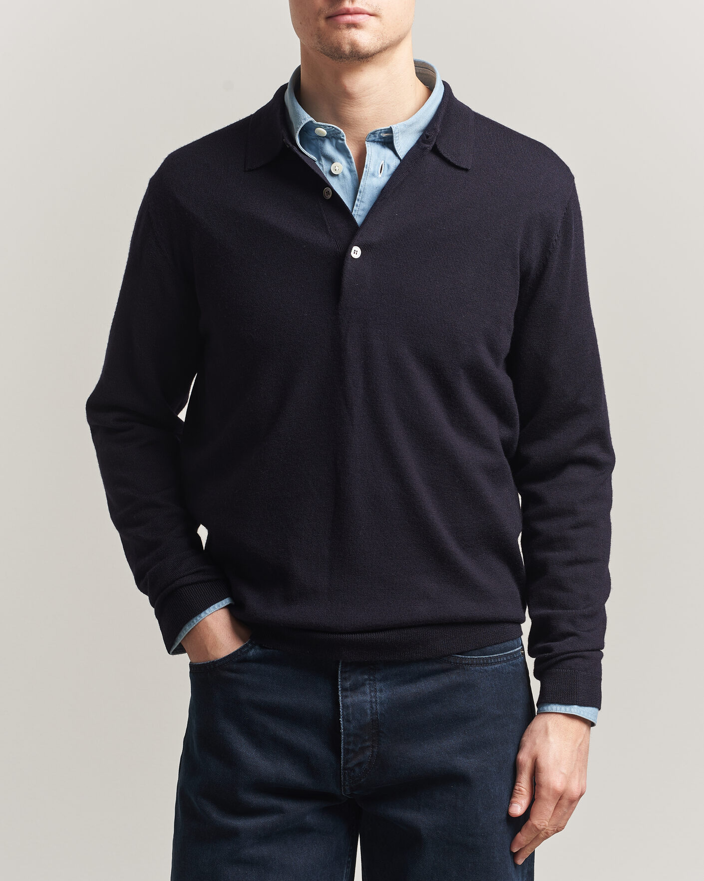 A Day's March Herringbone Overshirt Navy at CareOfCarl.com