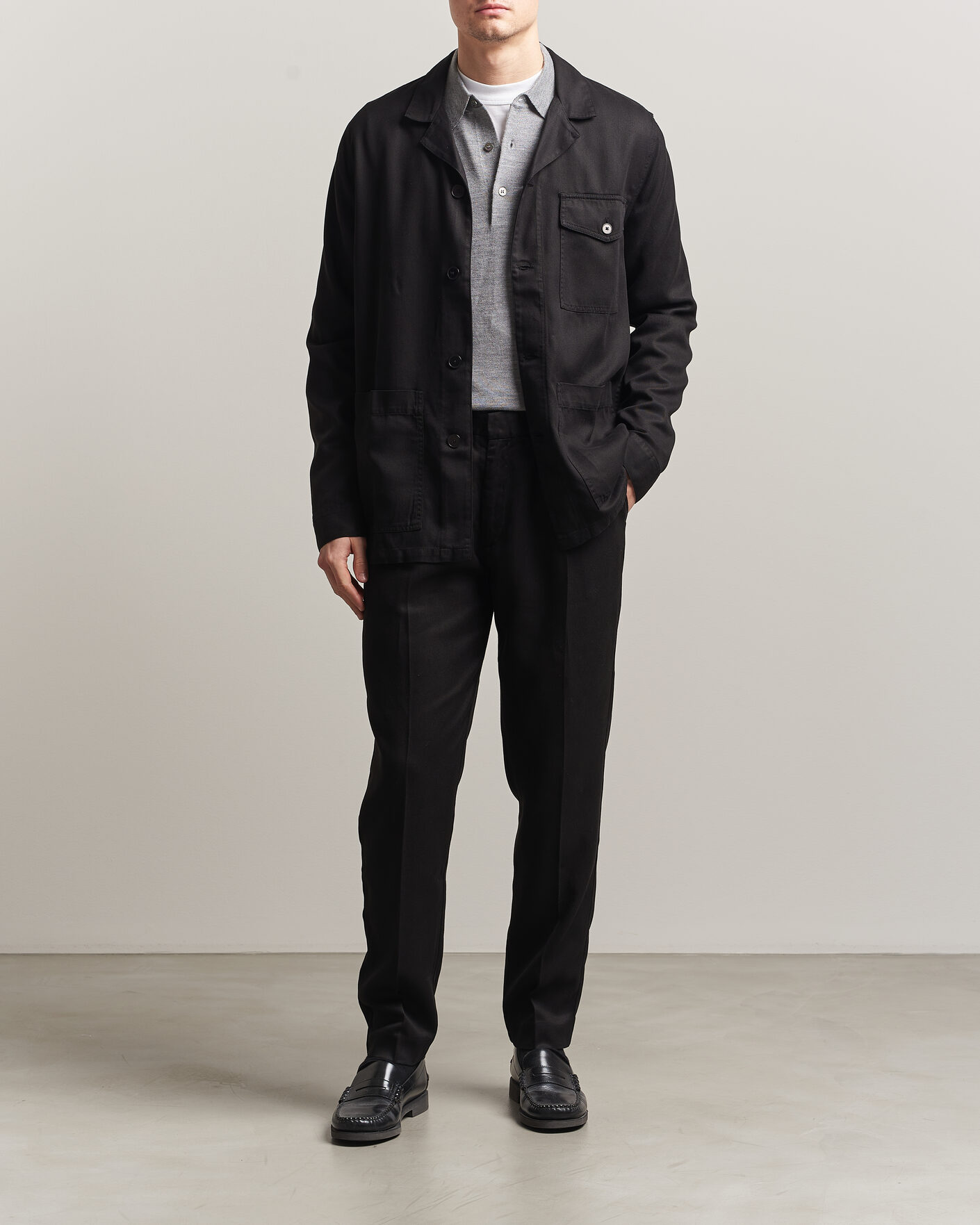 Men | Trousers | A Day's March | Smart Lyocell Trousers Black