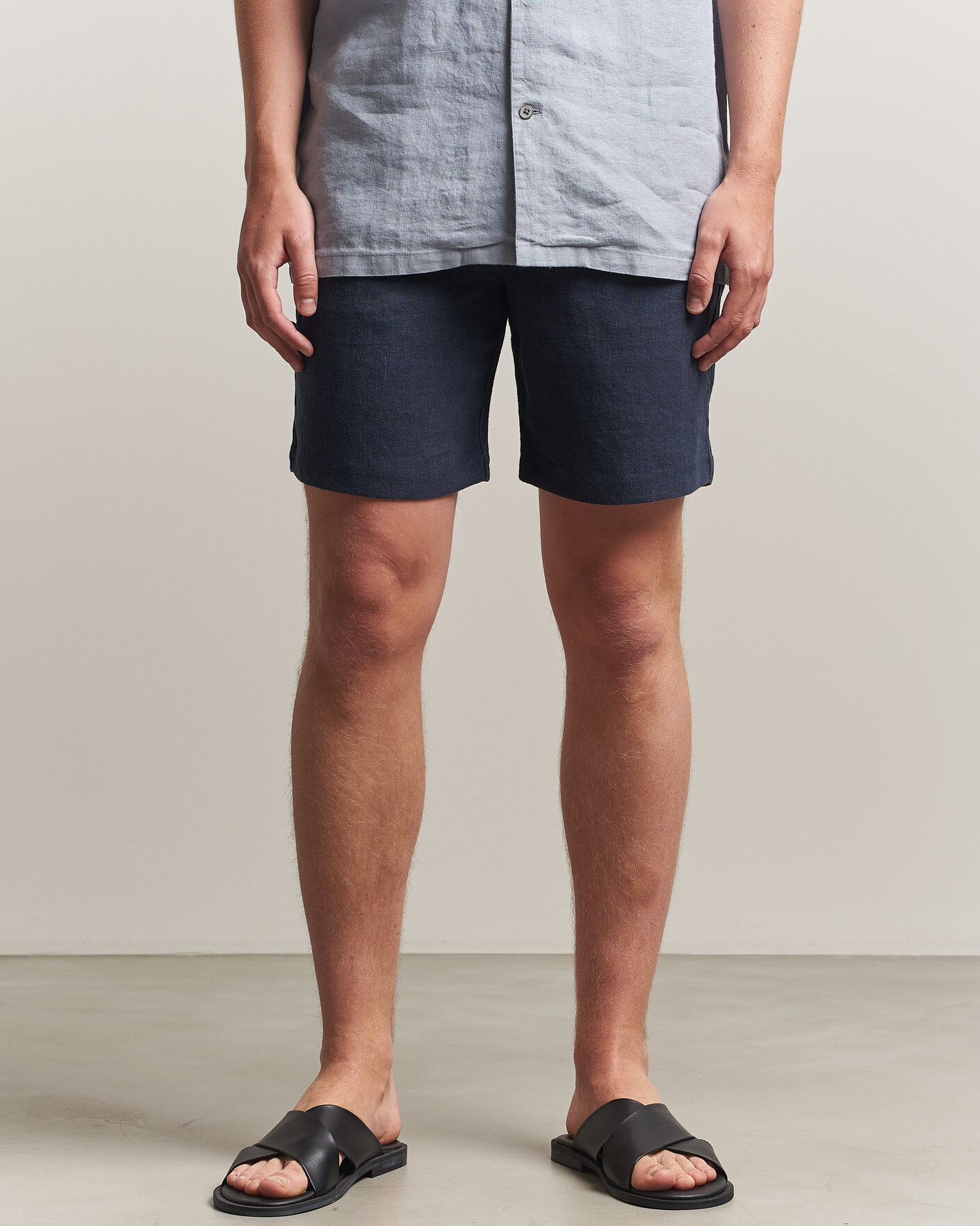 Men | Shorts | A Day's March | Luny Linen Shorts Navy