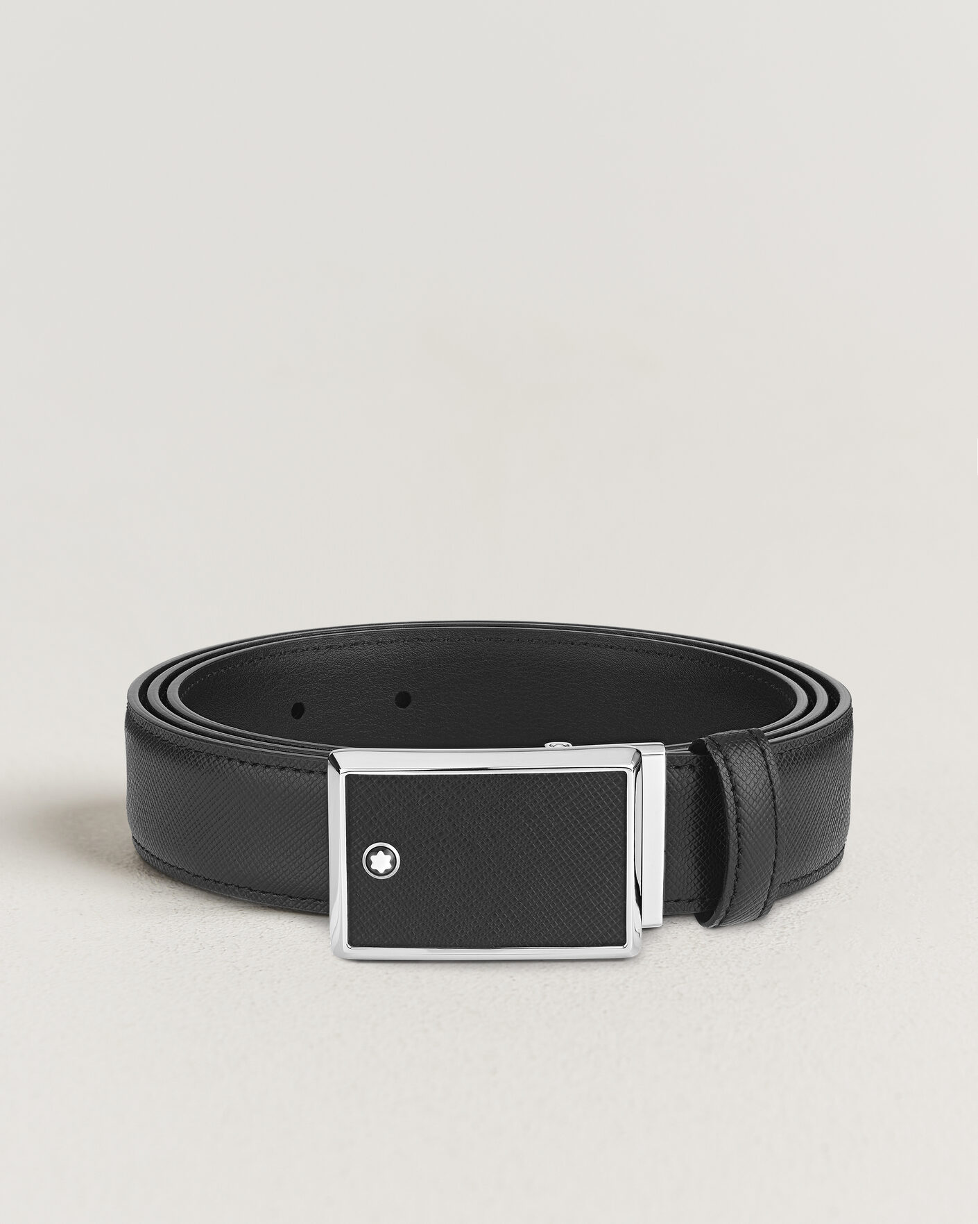 Men | Belts | Montblanc | Marquetry Plate 30mm Leather Belt Black
