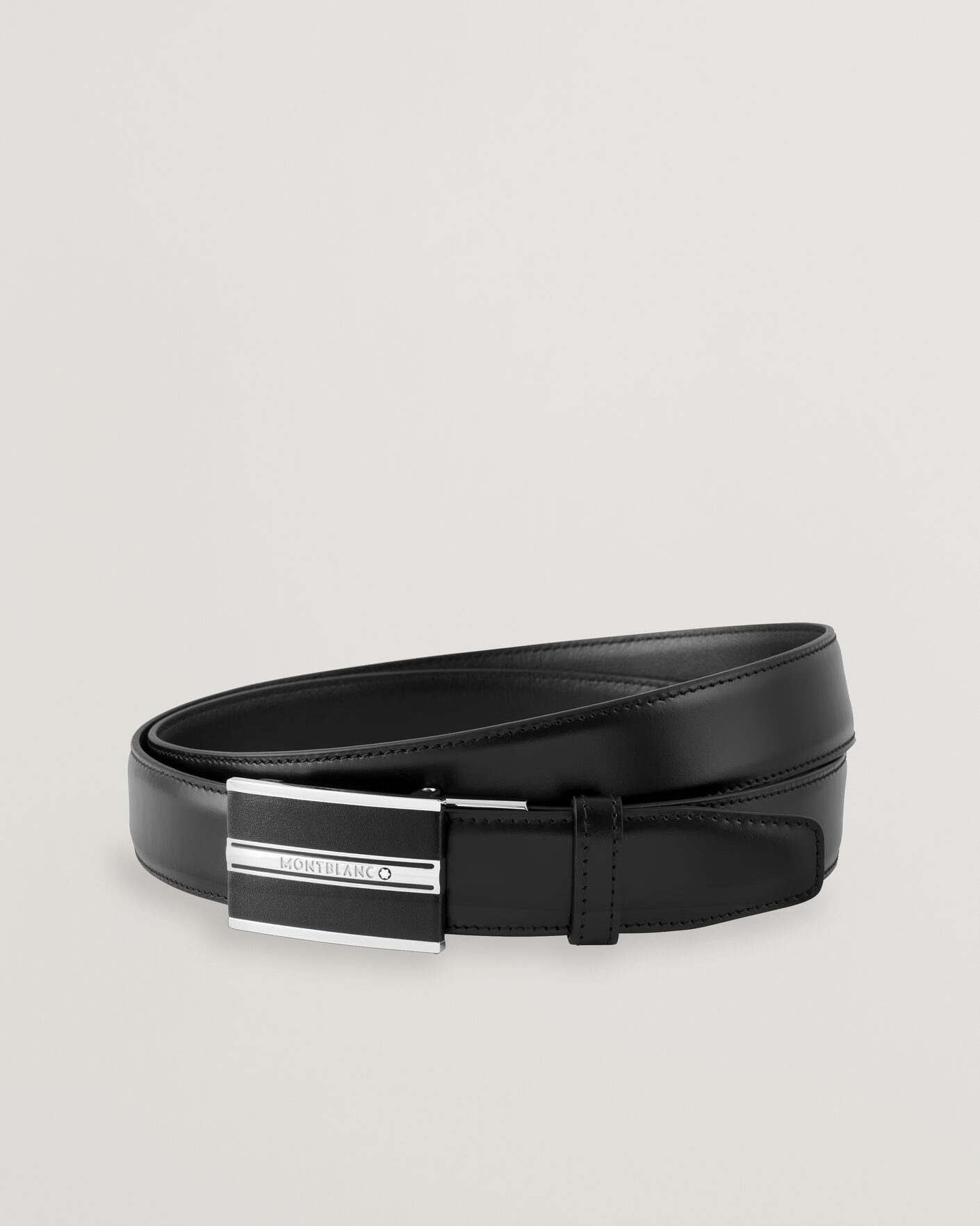 Men | Belts | Montblanc | Plate 30mm Leather Belt Black