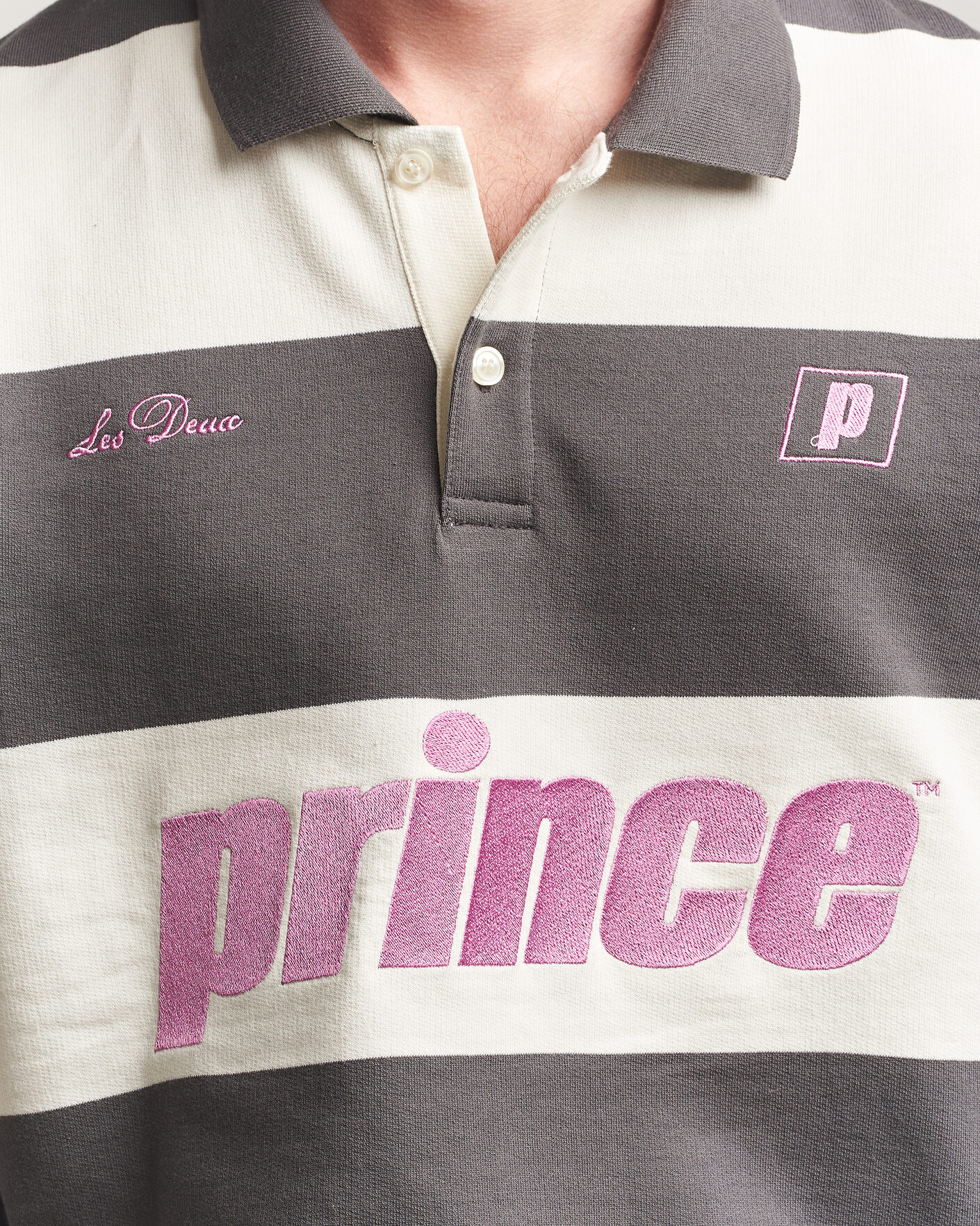 Men | Sweaters & Knitwear | LES DEUX | Prince Striped Long Sleeve Polo Raven Gray