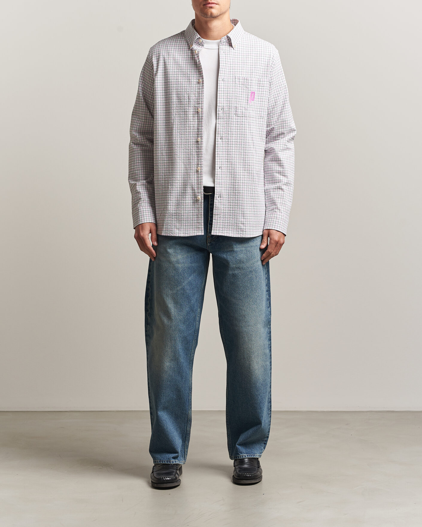 Men | Shirts | LES DEUX | Prince Seersucker Check Shirt Ivory