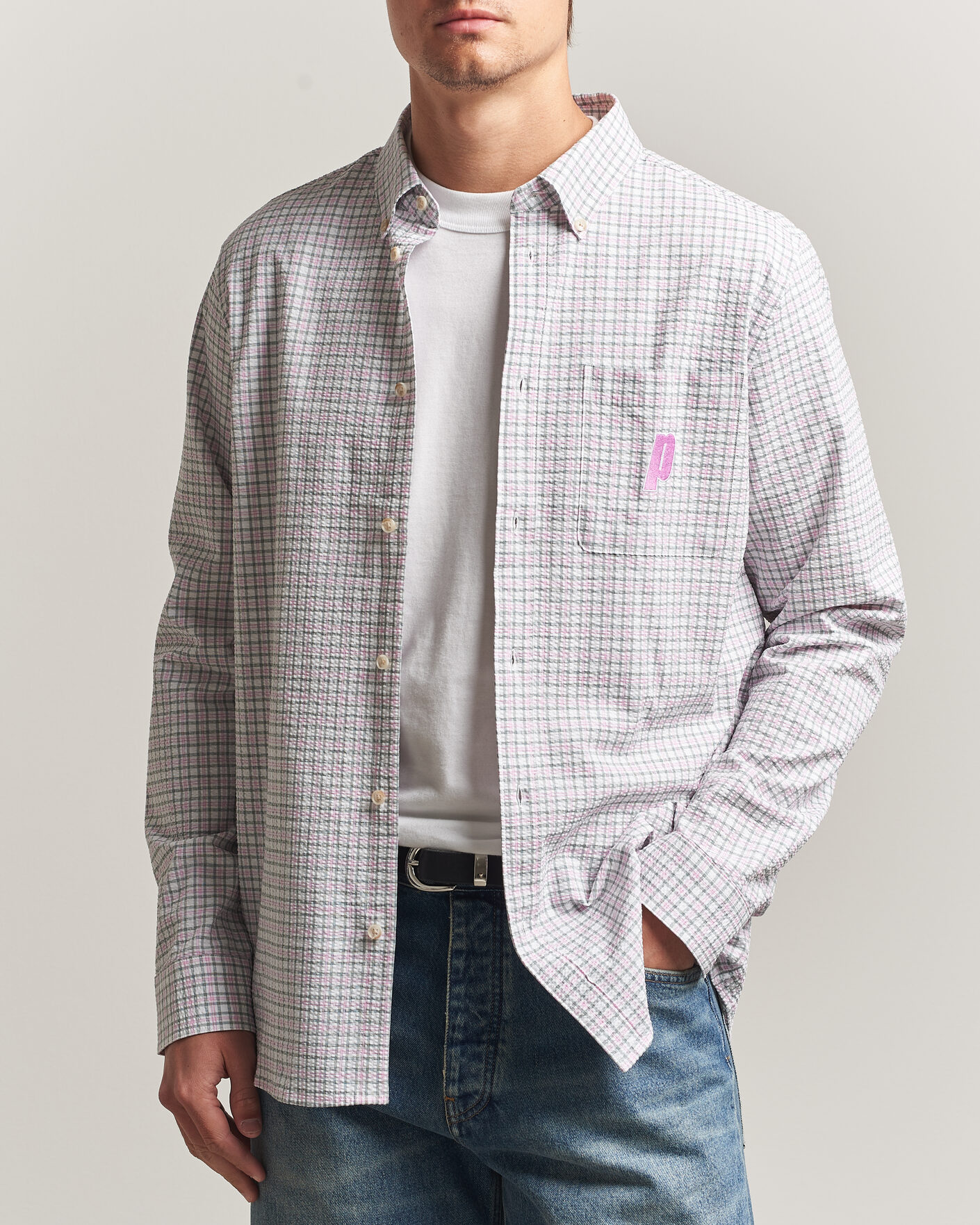 Men | Shirts | LES DEUX | Prince Seersucker Check Shirt Ivory