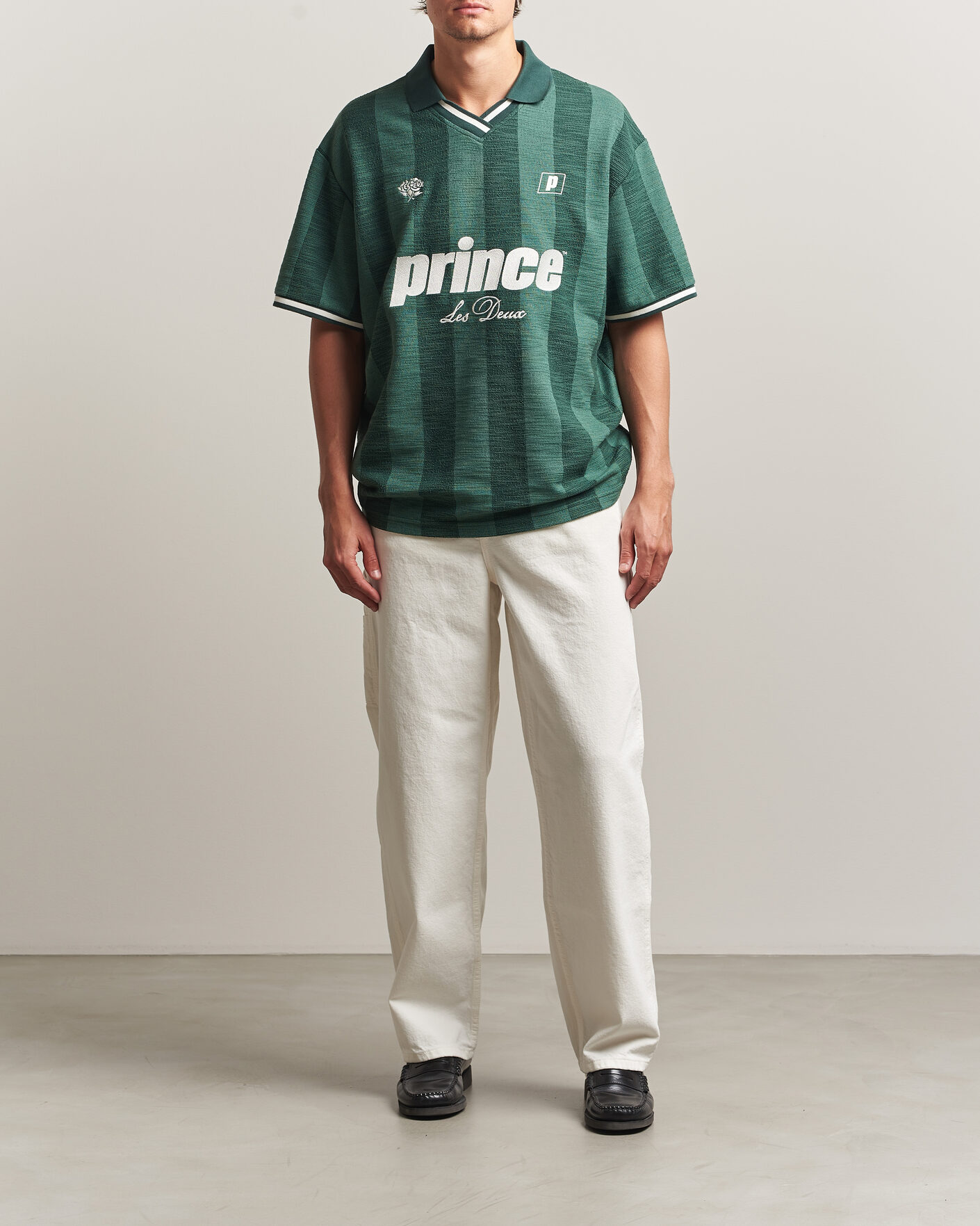 Men | Polo Shirts | LES DEUX | Prince Stripe Jaquard Polo Pineneedle Green