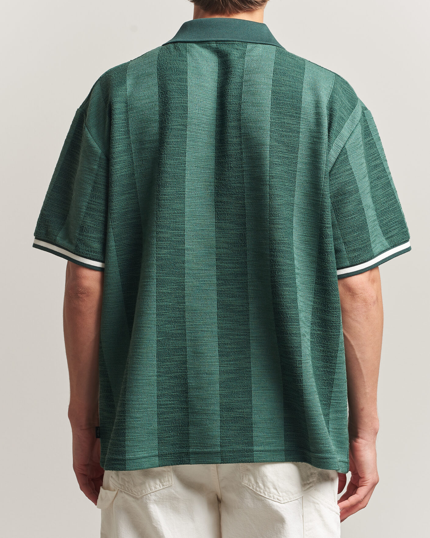 Men | Polo Shirts | LES DEUX | Prince Stripe Jaquard Polo Pineneedle Green