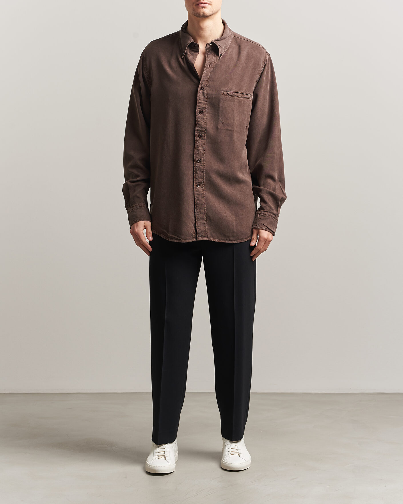 Men | Shirts | Filippa K | Zack Lyocell Shirt Dark Chocolate