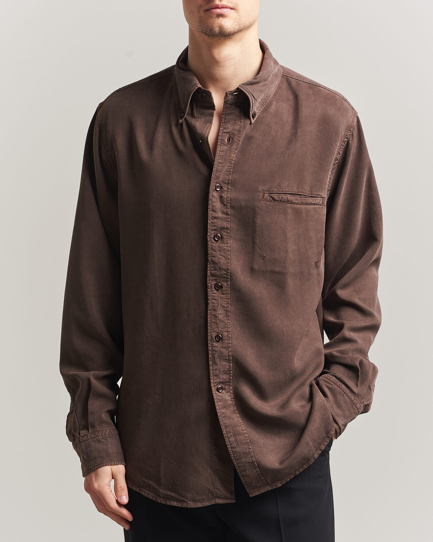 Filippa K Zack Lyocell Shirt Dark Chocolate at CareOfCarl.com