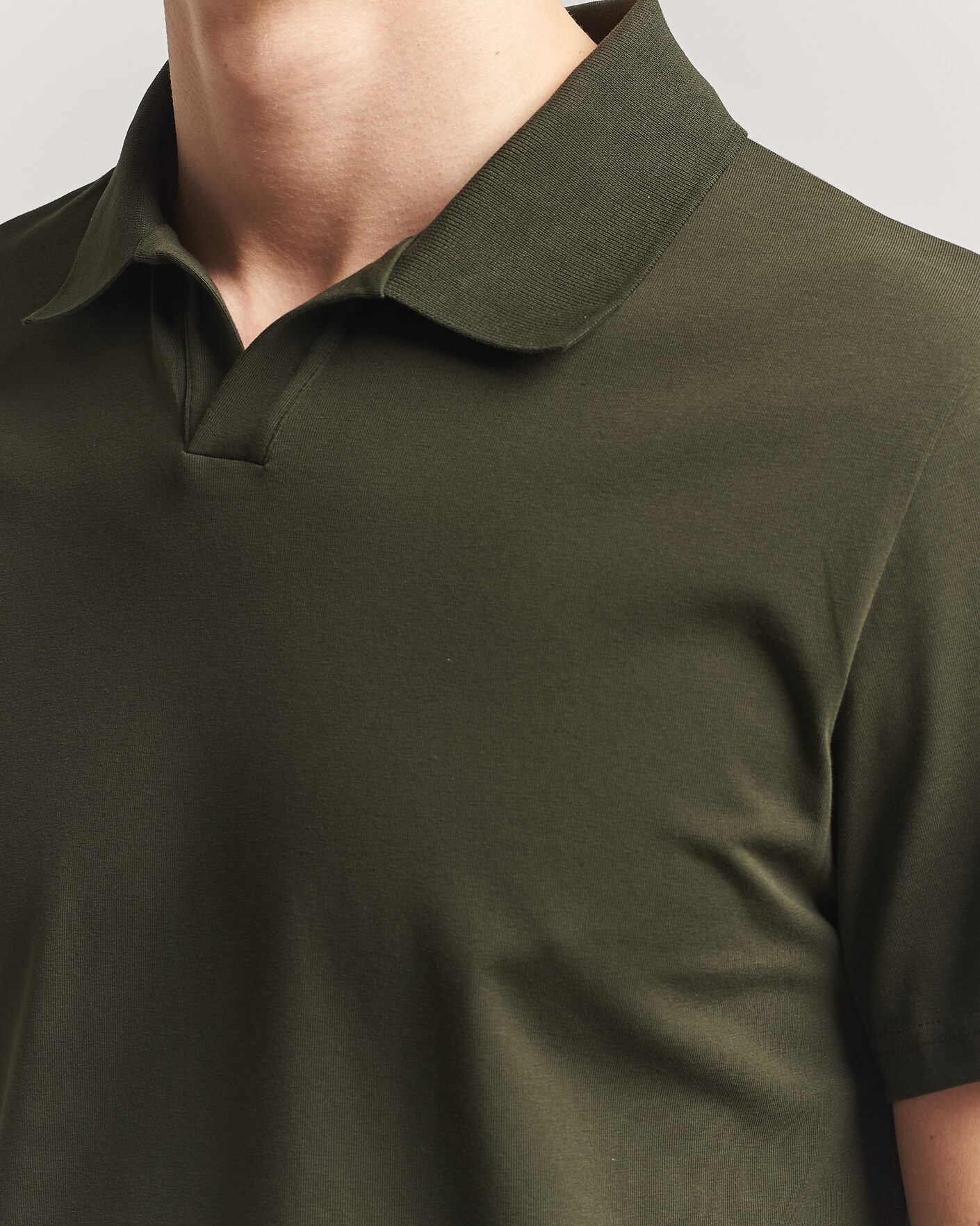 Men | Polo Shirts | Filippa K | Soft Lycra Polo T-Shirt Midnight Olive