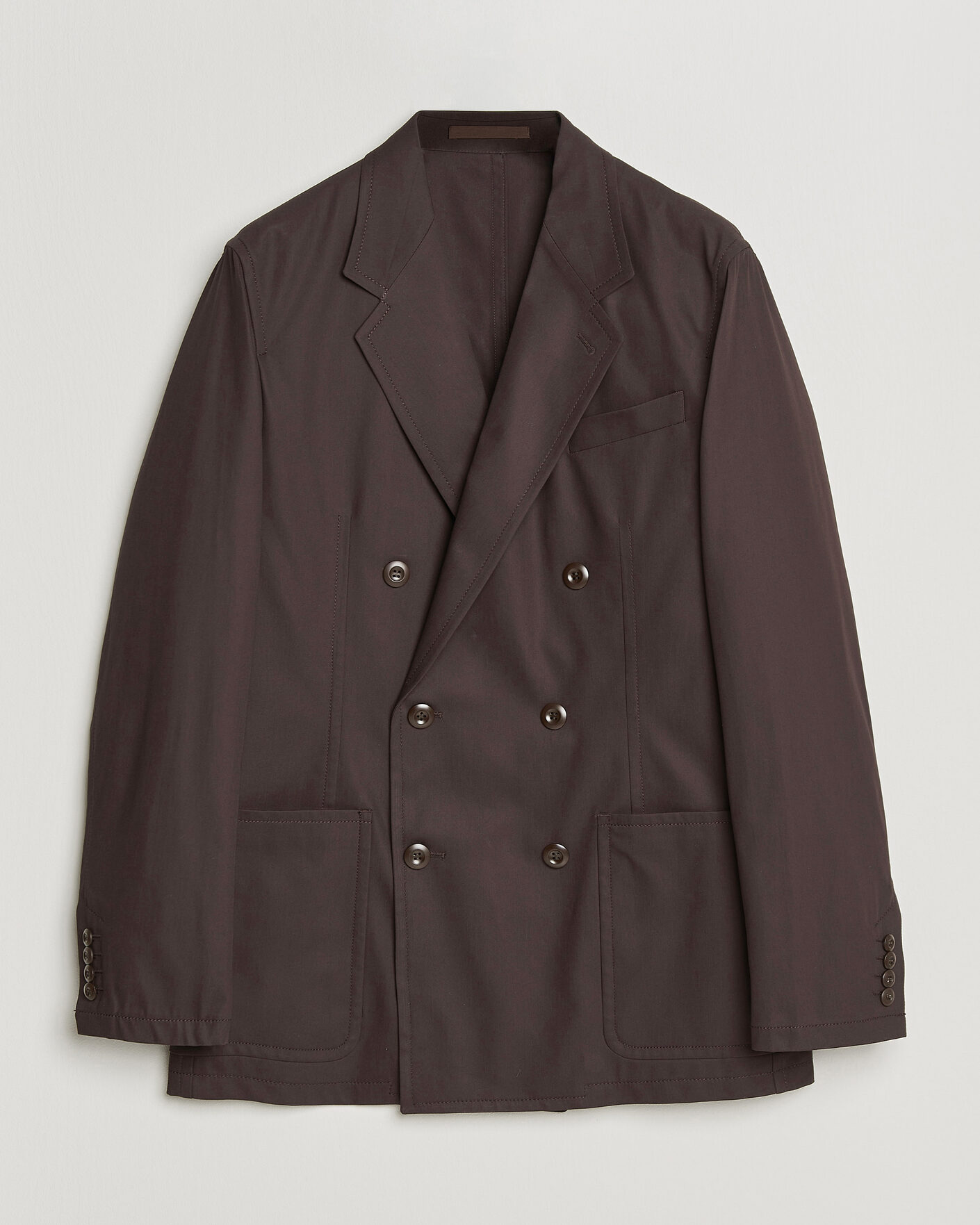 Men |  | Filippa K | Reese Cotton Double Breasted Blazer Dark Chocolate