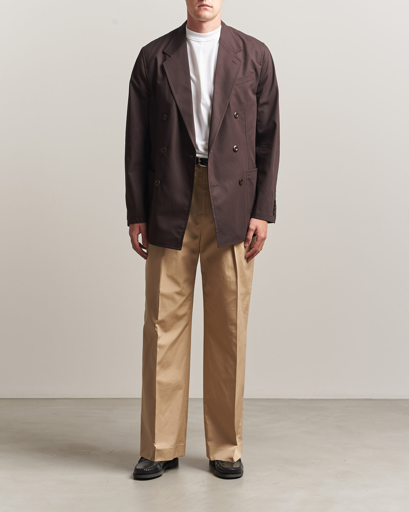 Men | Blazers | Filippa K | Reese Cotton Double Breasted Blazer Dark Chocolate