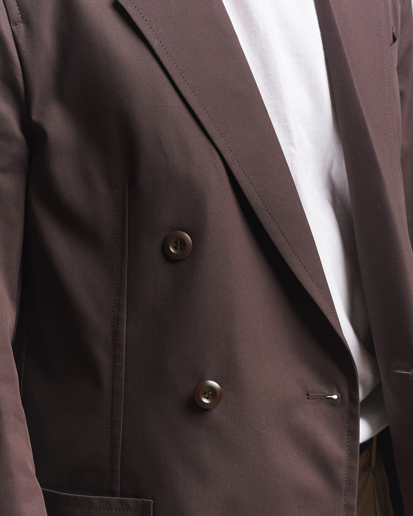 Men | Blazers | Filippa K | Reese Cotton Double Breasted Blazer Dark Chocolate