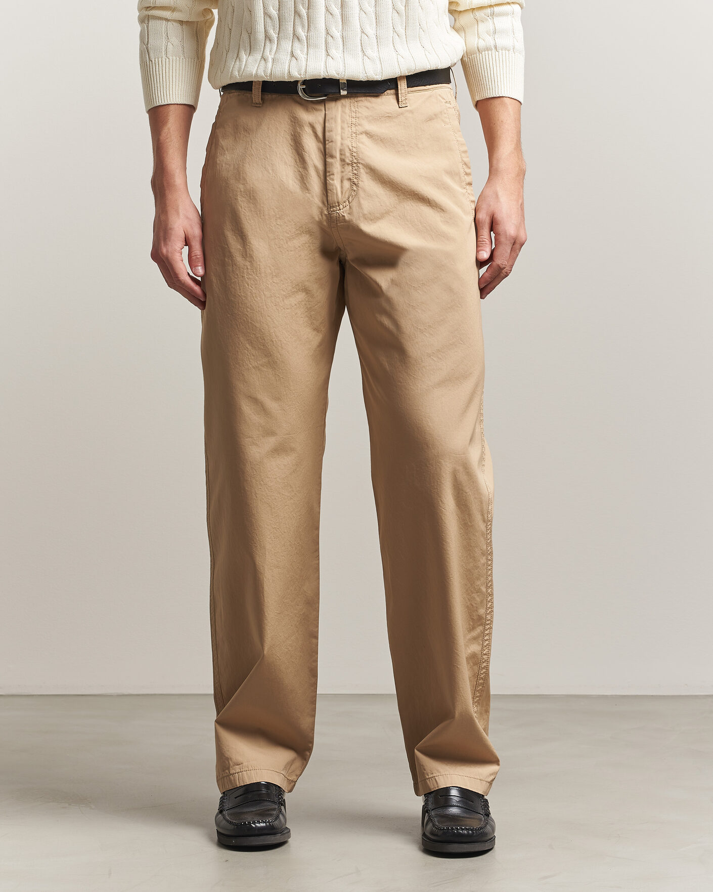 Men | Trousers | Filippa K | Flynn Washed Cotton Drawstring Trousers Canvas Beige