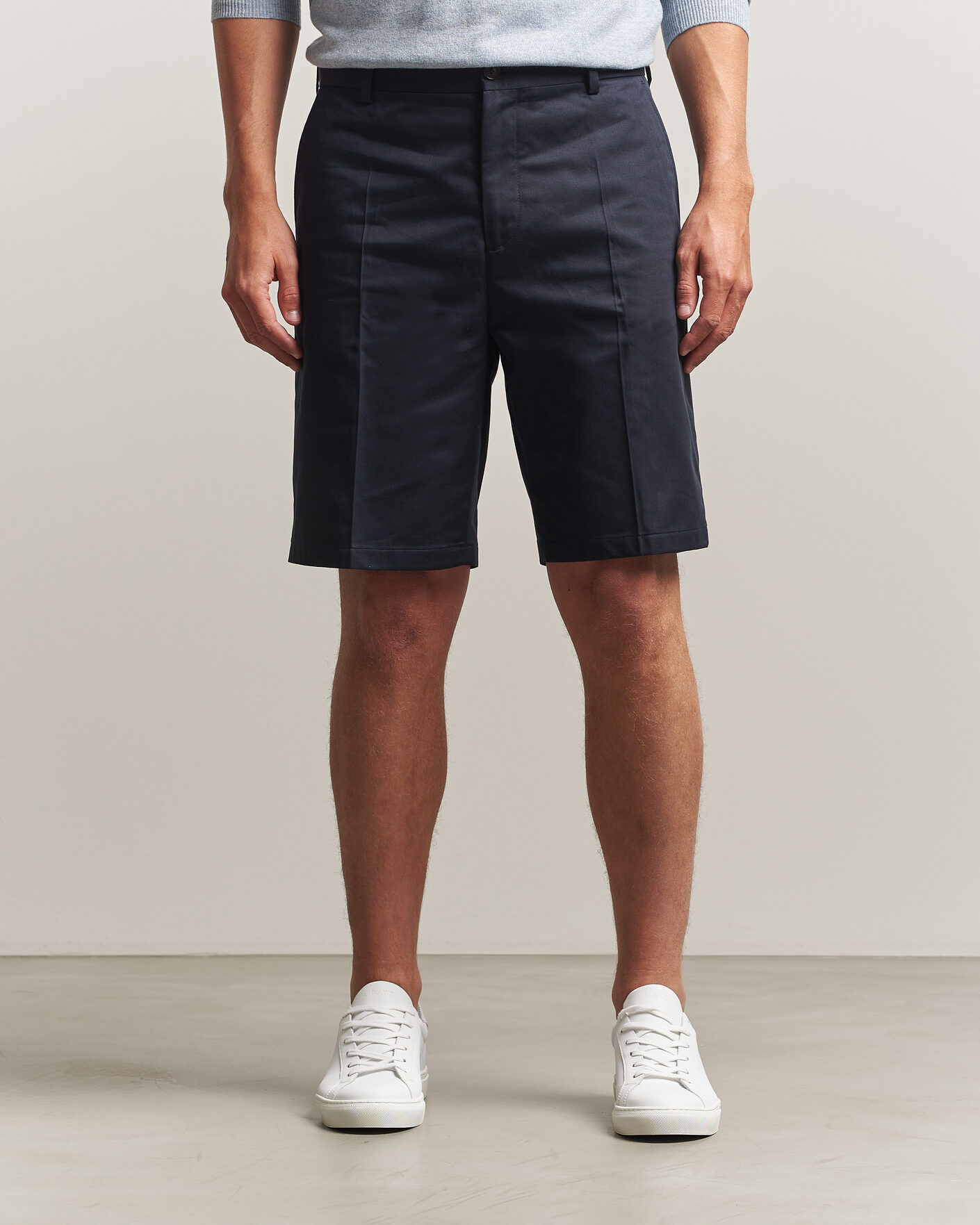 Men | Shorts | Filippa K | Tailored Cotton Chino Shorts Navy