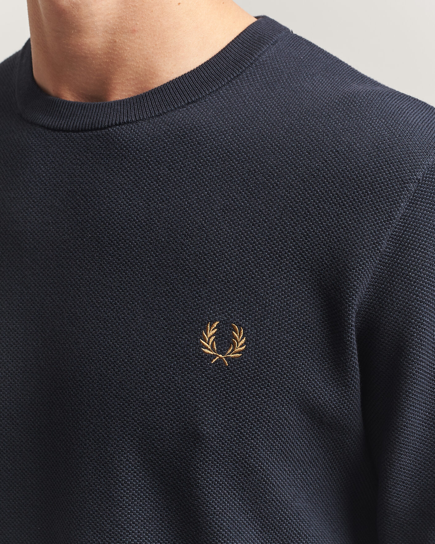 Men | Sweaters & Knitwear | Fred Perry | Piqué Stitched Sweater Navy