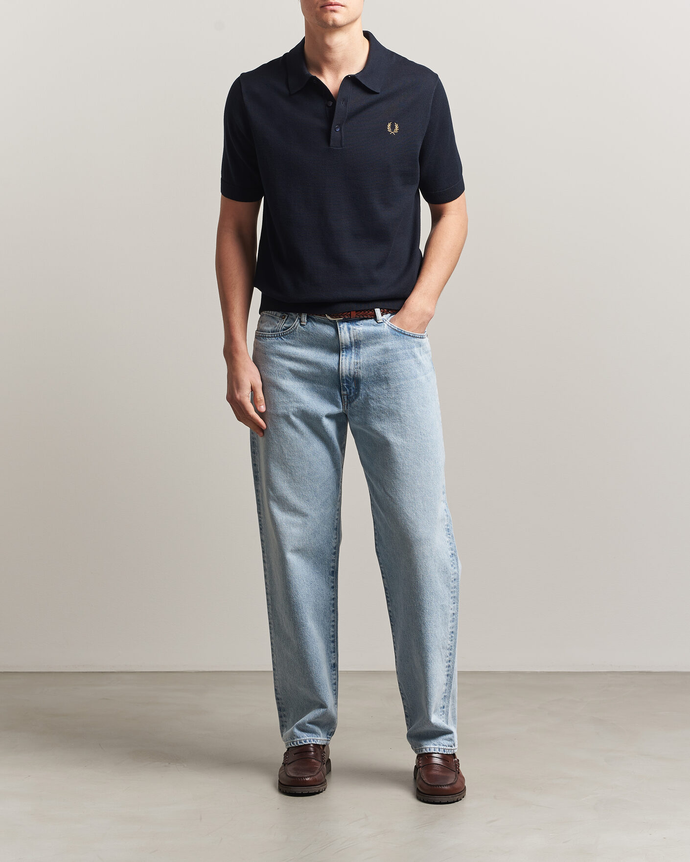 Men | Polo Shirts | Fred Perry | Cotton Knitted Polo Navy