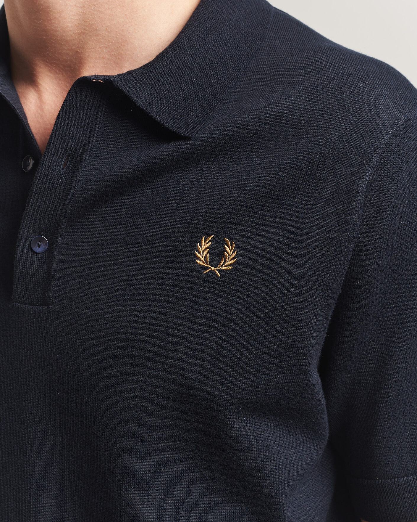 Men | Polo Shirts | Fred Perry | Cotton Knitted Polo Navy