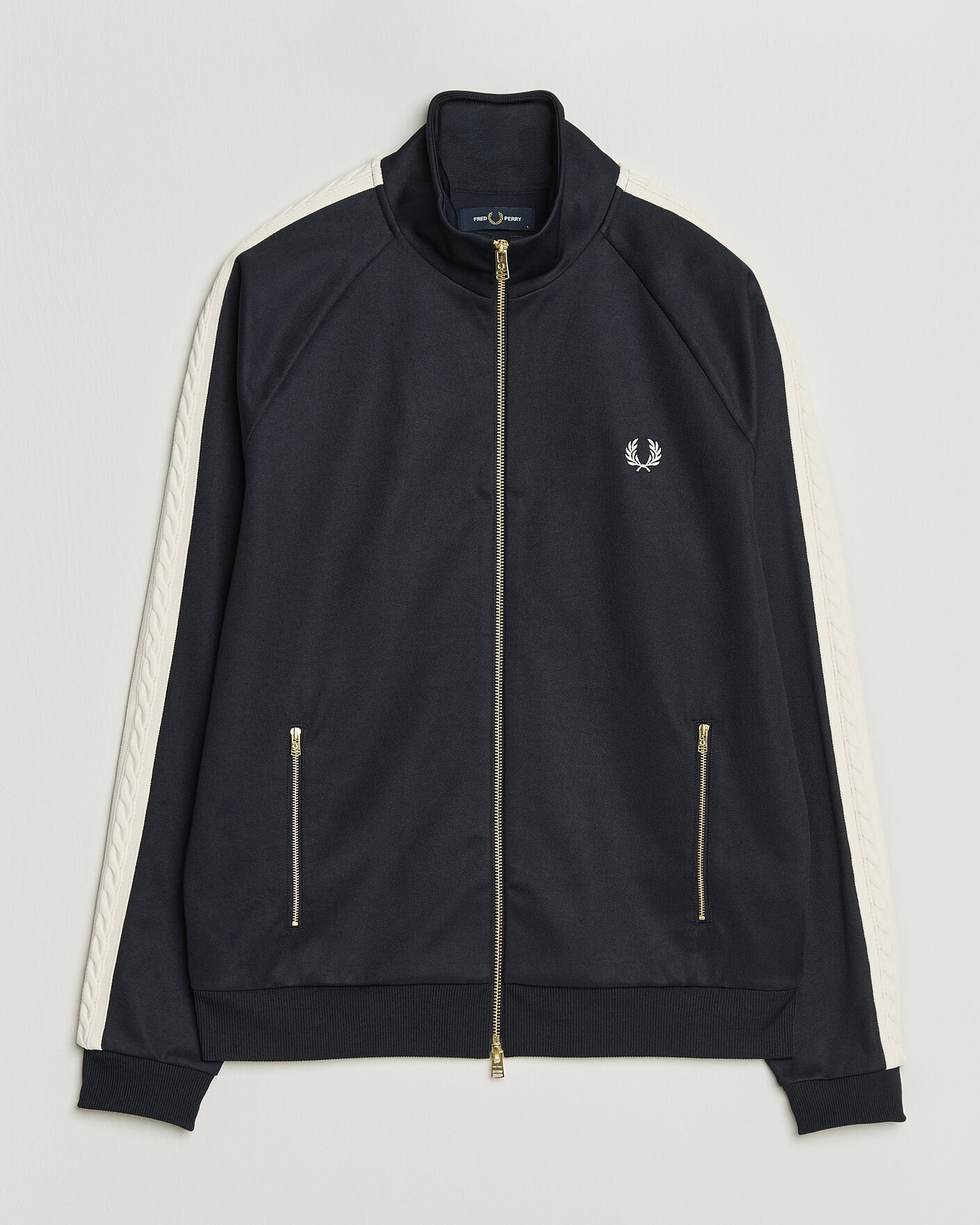 ジャケット・アウター FREDPERRY Fred Perry Cable Taped Track Jacket Navy at CareOfCarl.com