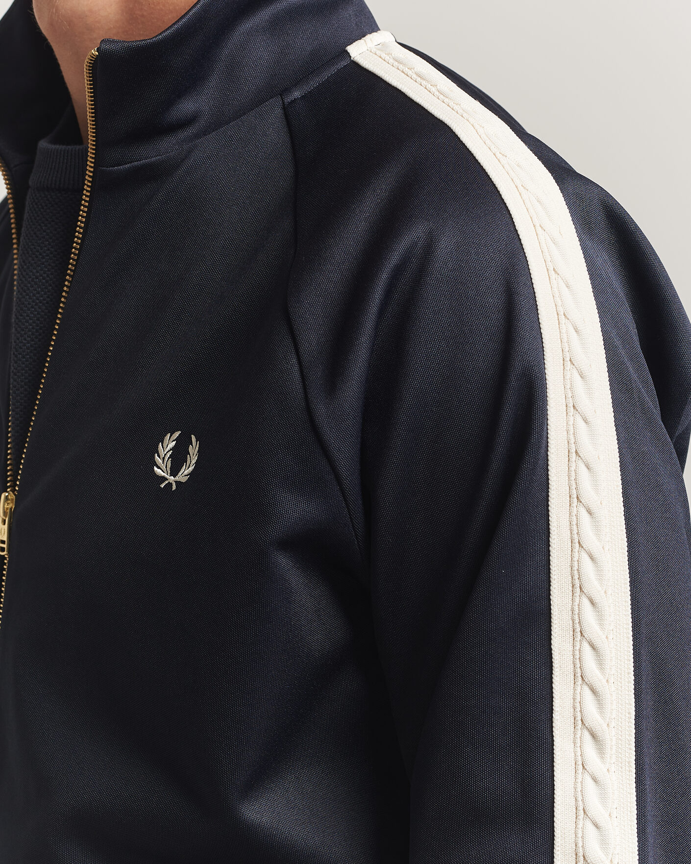 Fred Perry Cable Taped Track Jacket Navy at CareOfCarl.com