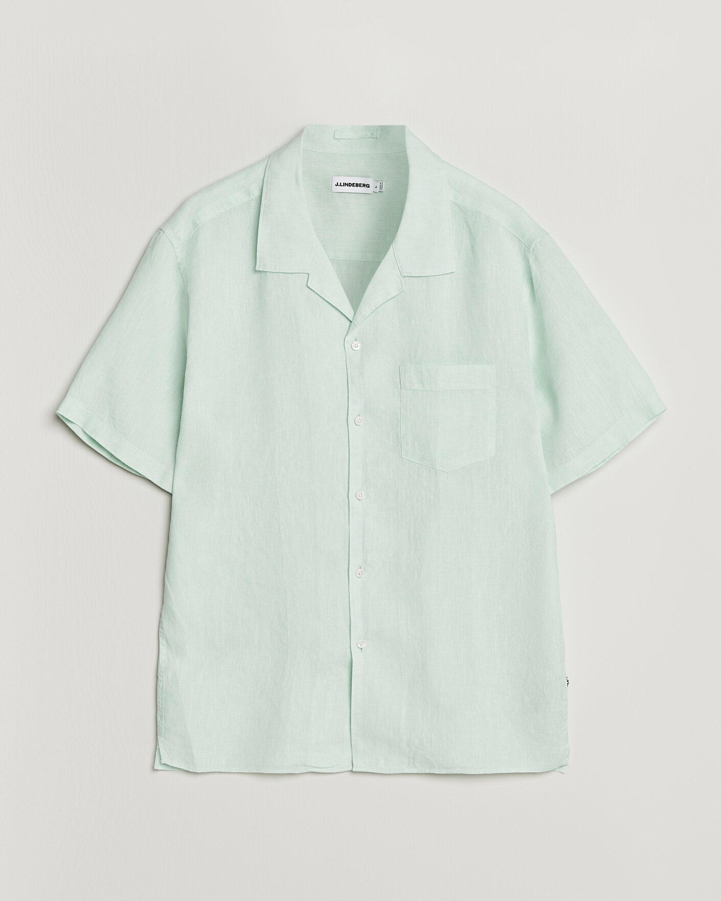 Men | Shirts | J.Lindeberg | Elio Linen Short Sleeve Shirt Bay Green