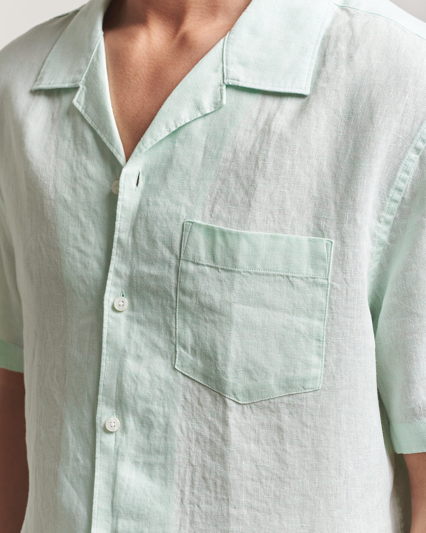 Men | Shirts | J.Lindeberg | Elio Linen Short Sleeve Shirt Bay Green