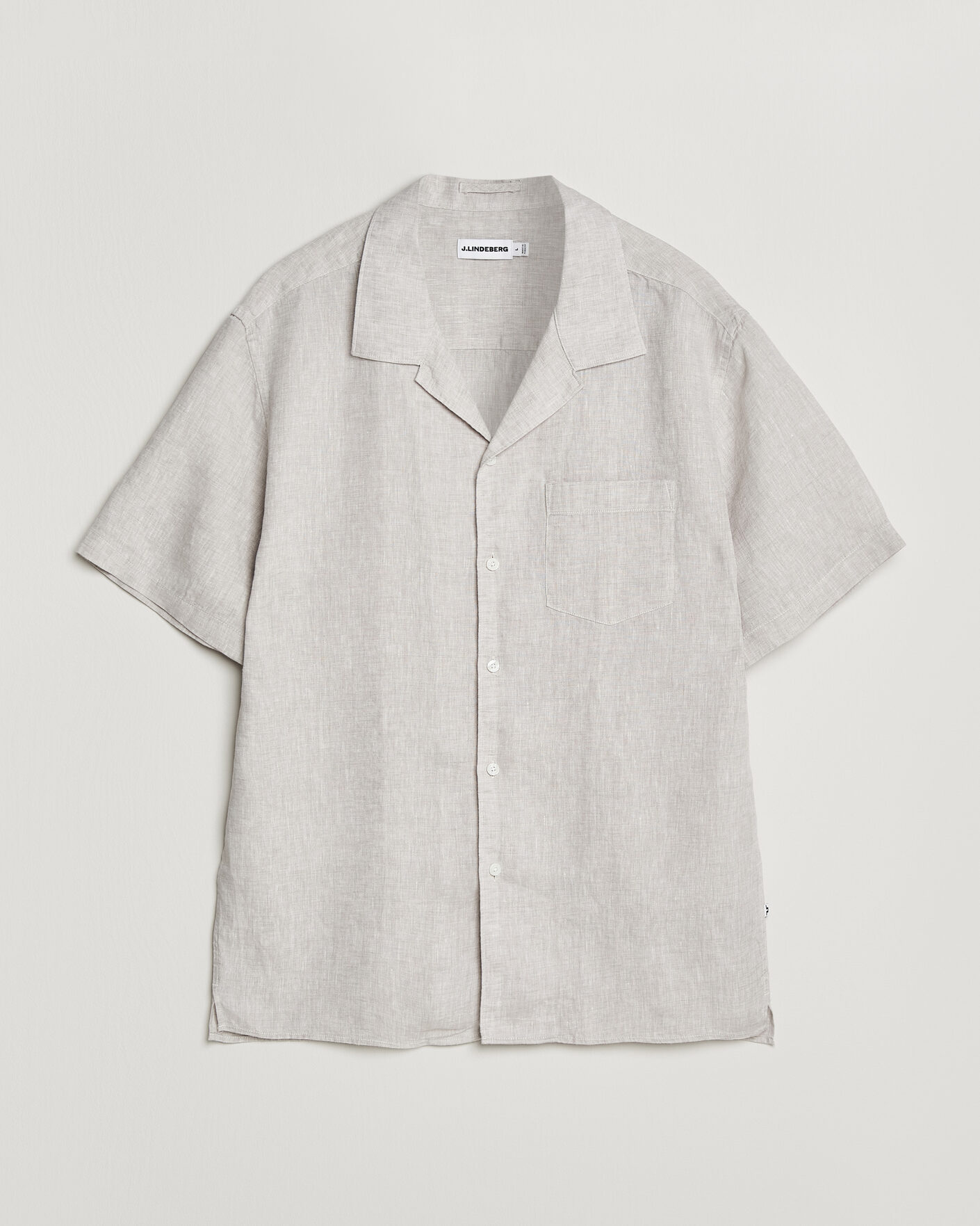 Men | Shirts | J.Lindeberg | Elio Linen Short Sleeve Shirt Moonbeam