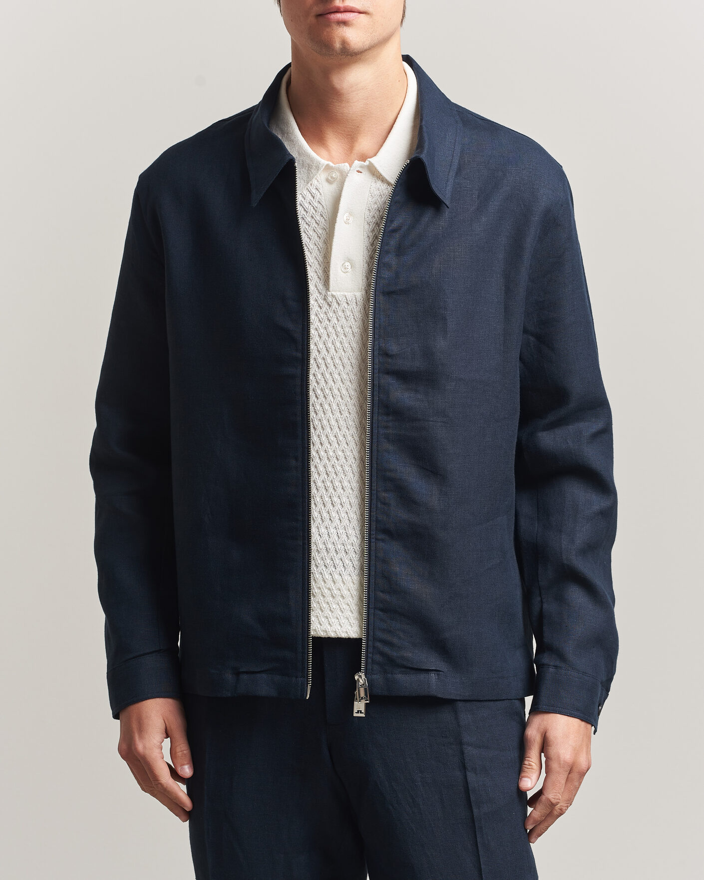 Men | Shirts | J.Lindeberg | Julius Drape Linen Overshirt Navy