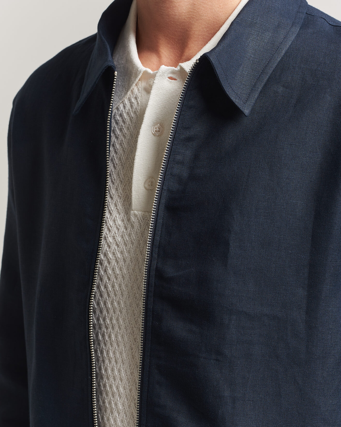 Men | Shirts | J.Lindeberg | Julius Drape Linen Overshirt Navy